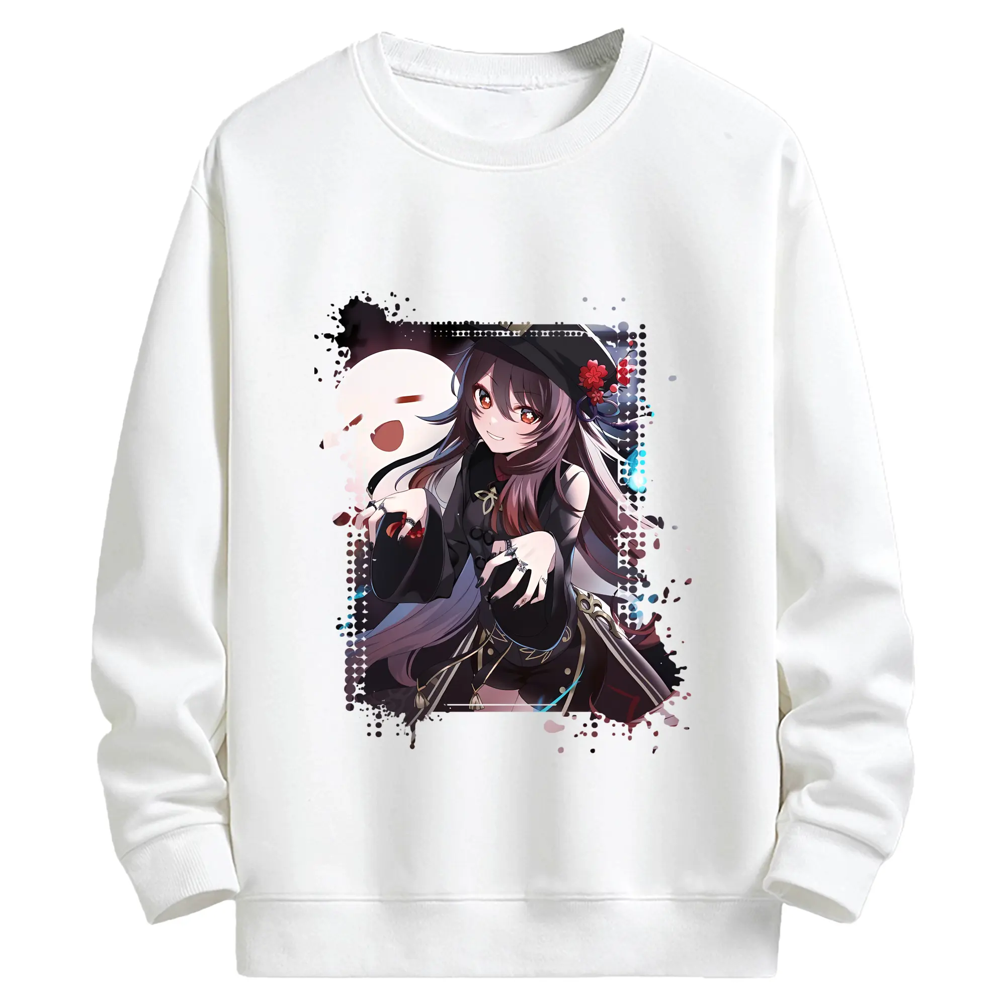 原 神 グッズ フータオ - キッズ クルーネックスウェットシャツ ・ フロントプリント ・ 綿80％ ポリエステル20％ ・ 快適 通学 スポーツ 日常使い お散歩用