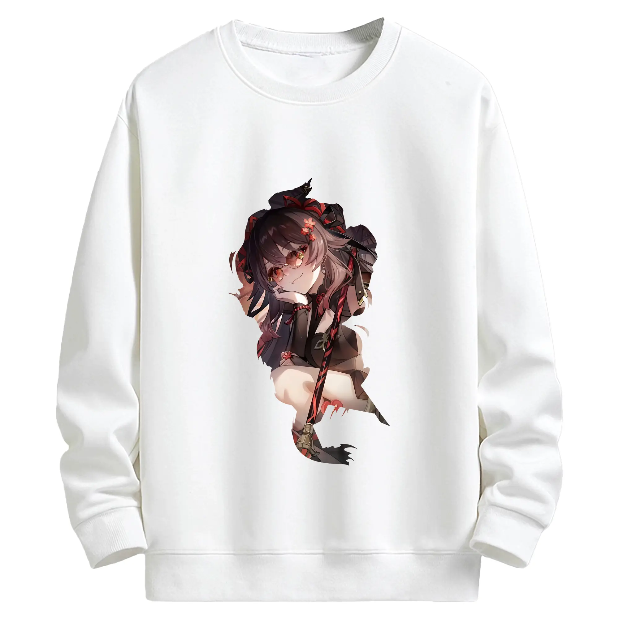 原 神 グッズ フータオ - キッズ クルーネックスウェットシャツ ・ フロントプリント ・ 綿80％ ポリエステル20％ ・ 快適 通学 スポーツ 日常使い お散歩用