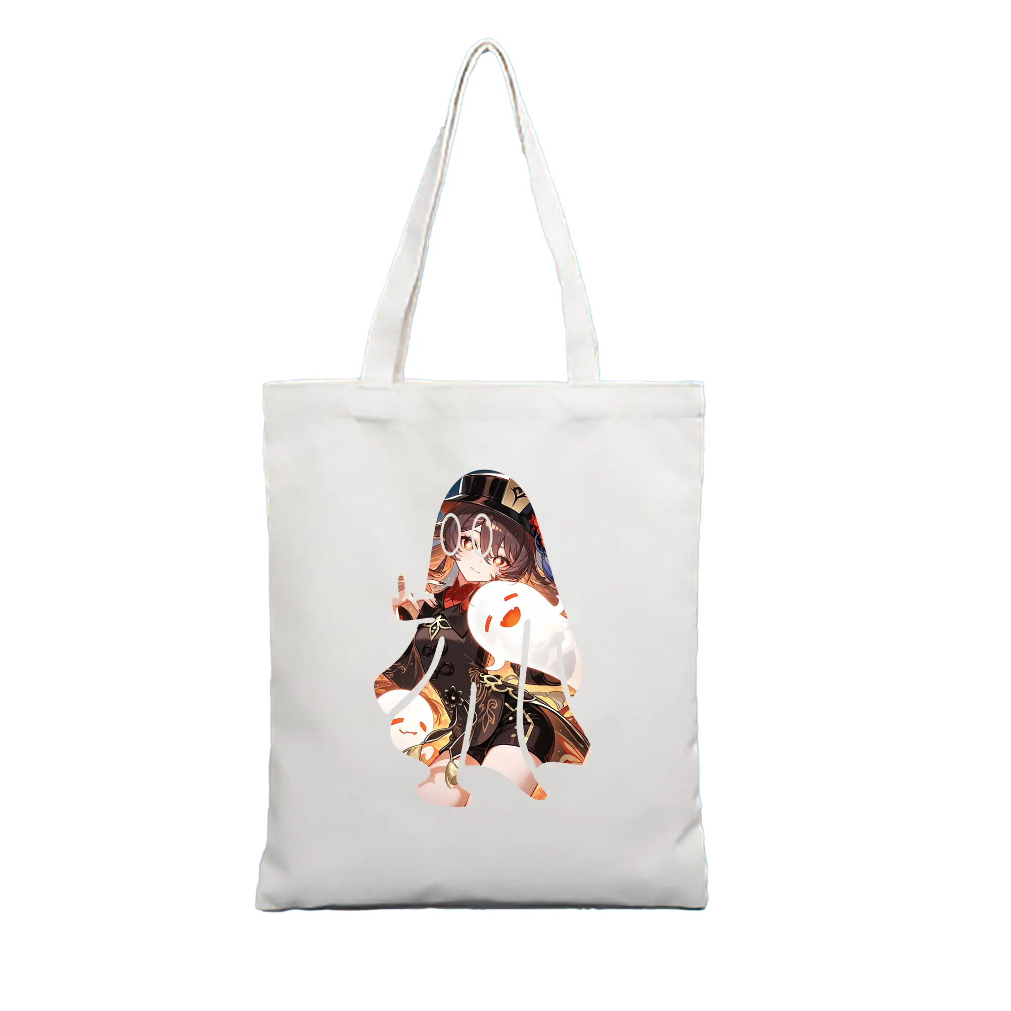 原 神 グッズ フータオ - 縦型キャンバス手提げバッグ（トートバッグ） ・ キャンバス素材 ・ ショッピング用 ・ 軽量 丈夫 お手入れ簡単