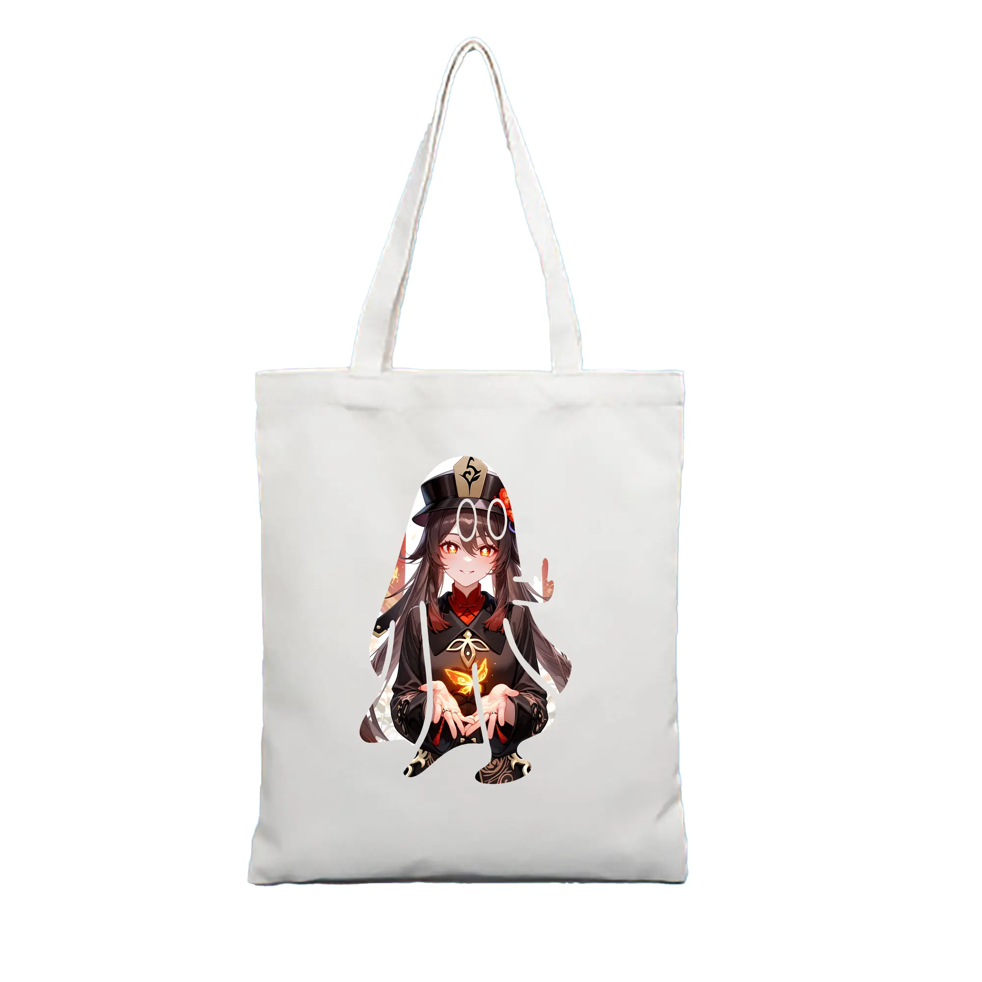 原 神 グッズ フータオ - 縦型キャンバス手提げバッグ（トートバッグ） ・ キャンバス素材 ・ ショッピング用 ・ 軽量 丈夫 お手入れ簡単