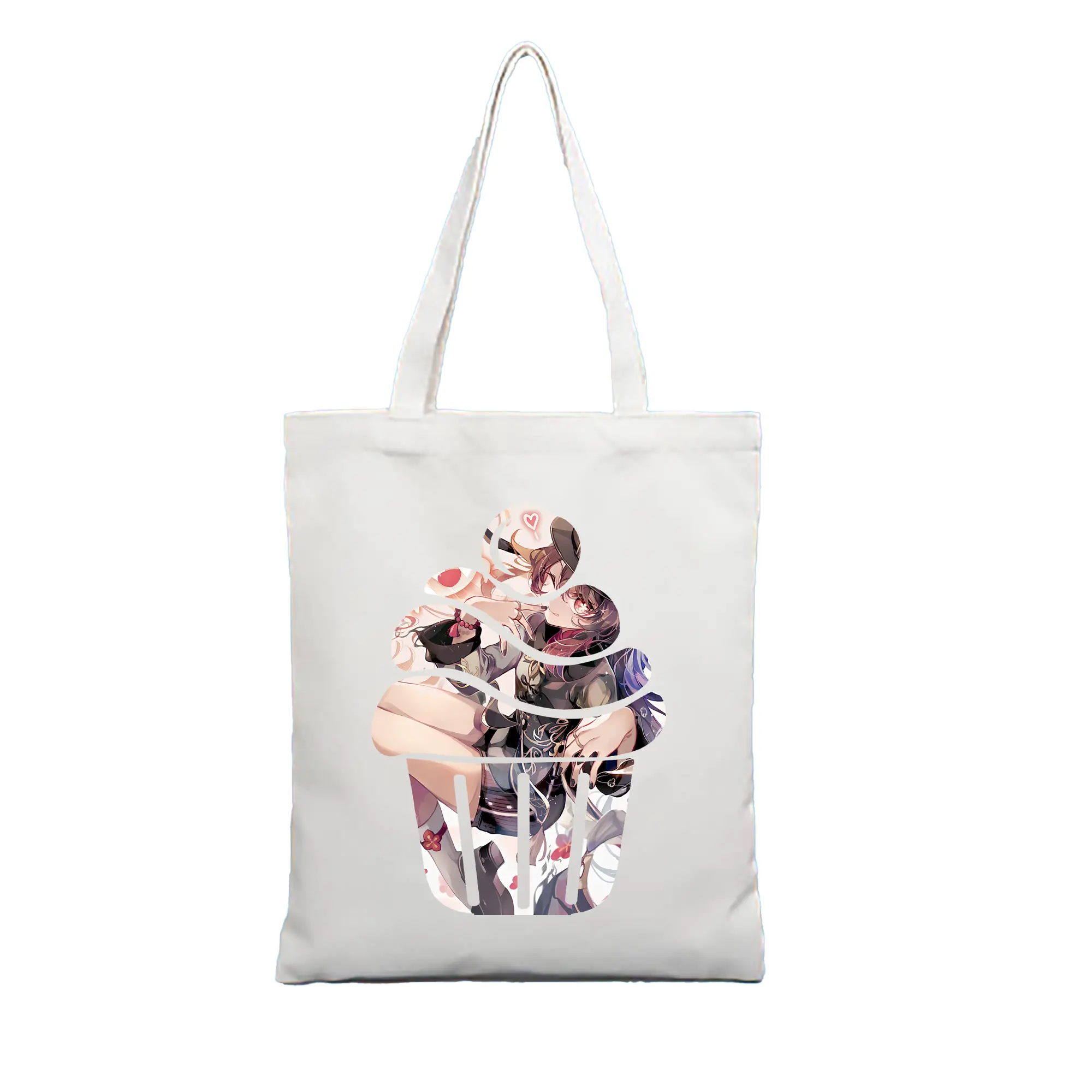 原 神 グッズ フータオ - 縦型キャンバス手提げバッグ（トートバッグ） ・ キャンバス素材 ・ ショッピング用 ・ 軽量 丈夫 お手入れ簡単