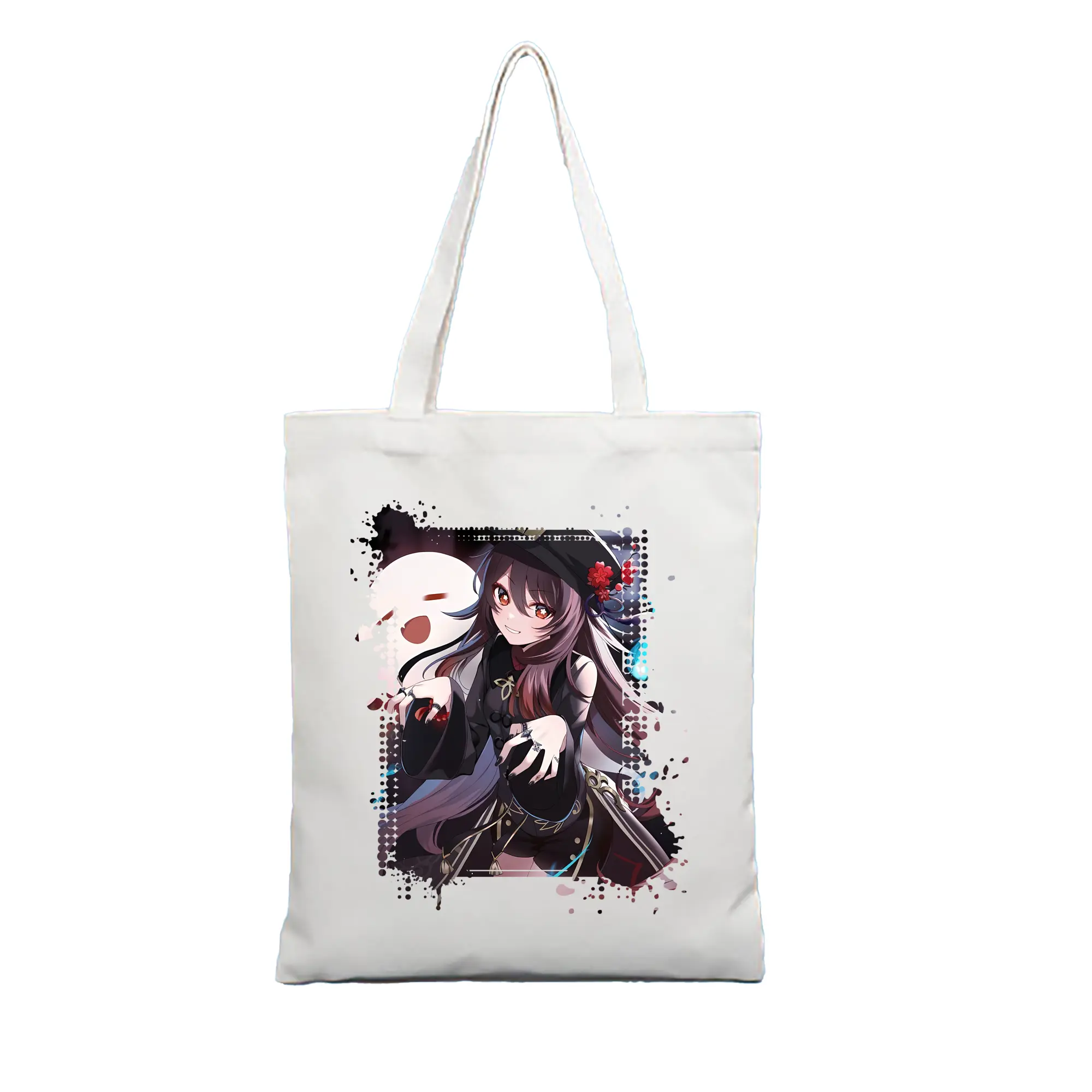 原 神 グッズ フータオ - 縦型キャンバス手提げバッグ（トートバッグ） ・ キャンバス素材 ・ ショッピング用 ・ 軽量 丈夫 お手入れ簡単