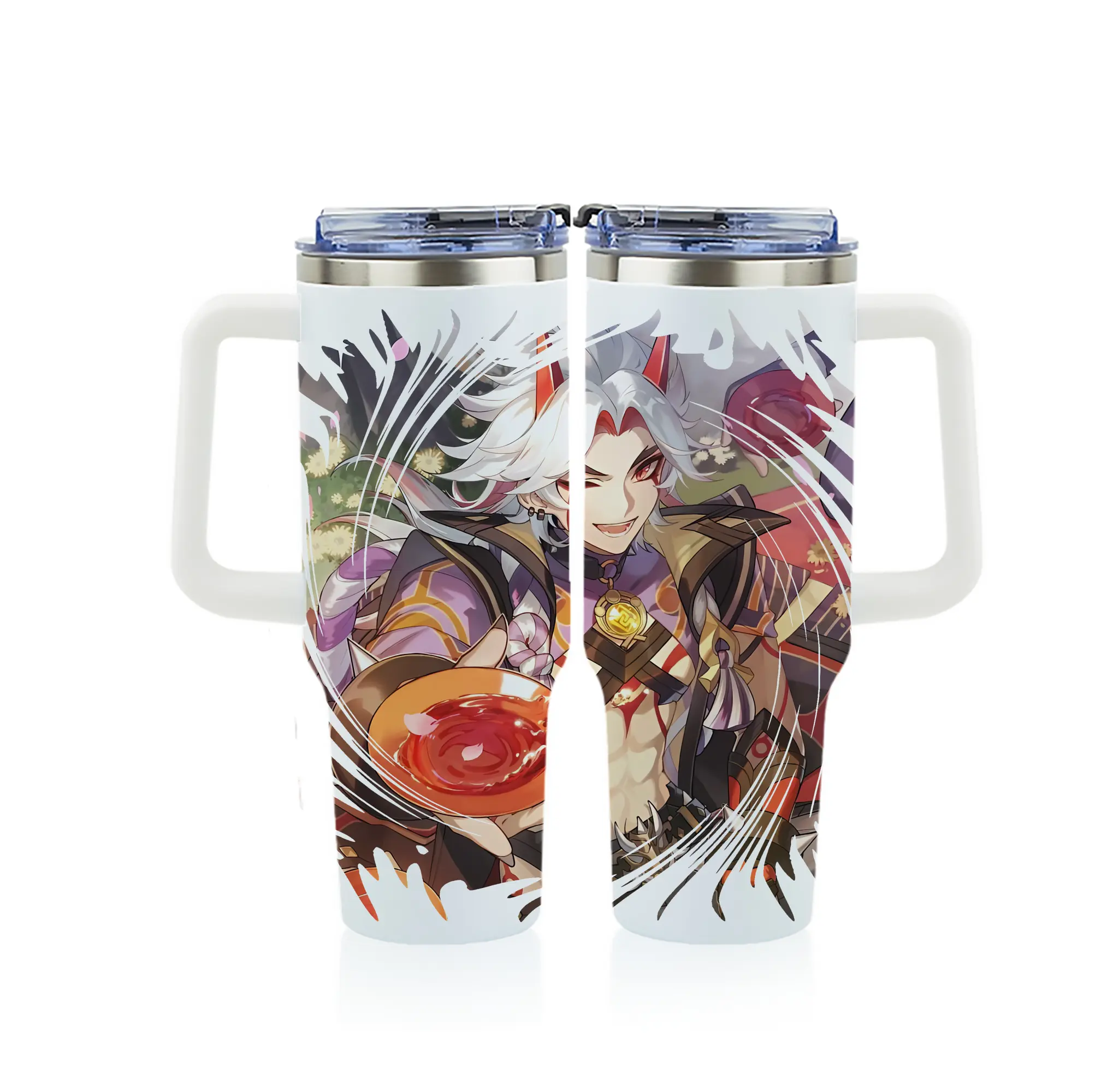 原 神 グッズ 荒瀧 一 斗 - 1200mL フルプリント車用タンブラー ・ 304ステンレス 内側 ・ 201ステンレス 外側 ・ 保温 保冷 ・ 通勤 ドライブ アウトドア用