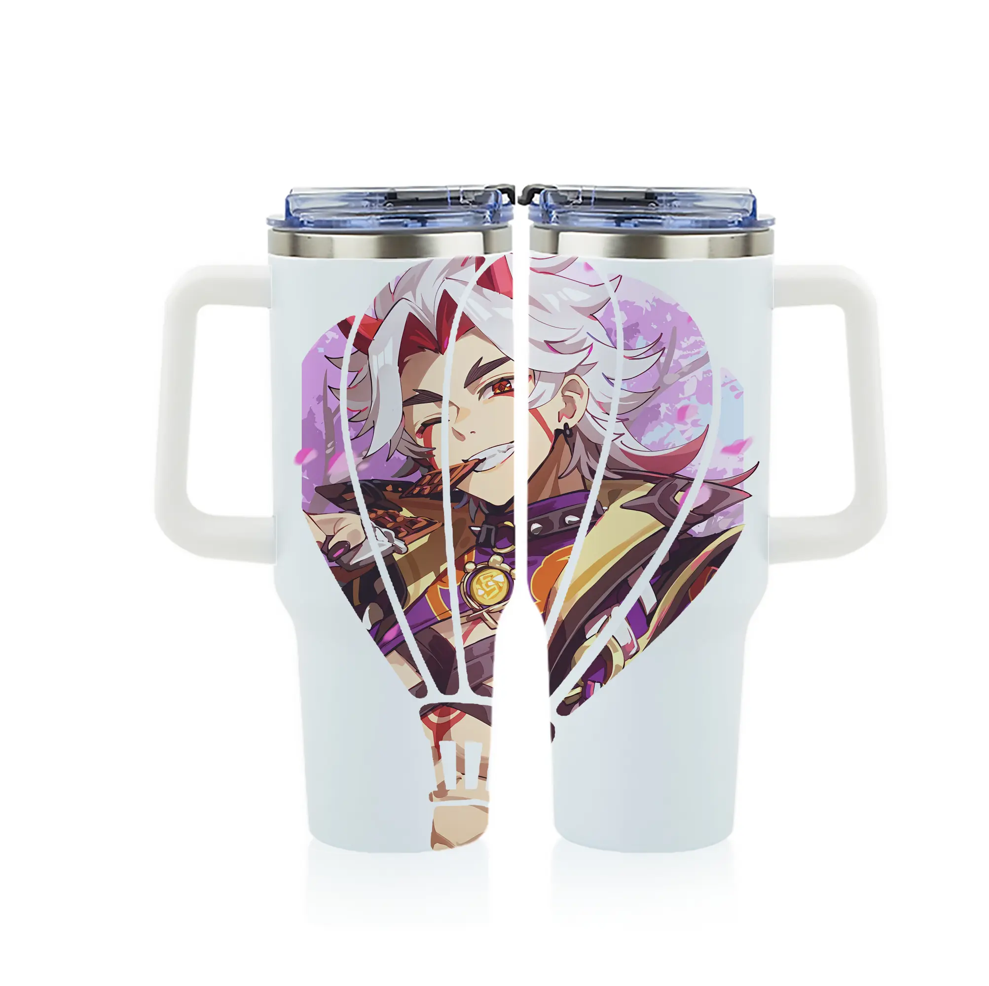 原 神 グッズ 荒瀧 一 斗 - 1200mL フルプリント車用タンブラー ・ 304ステンレス 内側 ・ 201ステンレス 外側 ・ 保温 保冷 ・ 通勤 ドライブ アウトドア用