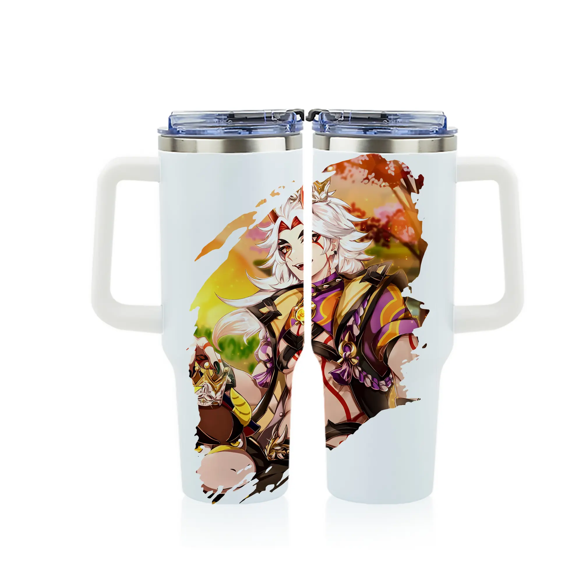 原 神 グッズ 荒瀧 一 斗 - 1200mL フルプリント車用タンブラー ・ 304ステンレス 内側 ・ 201ステンレス 外側 ・ 保温 保冷 ・ 通勤 ドライブ アウトドア用