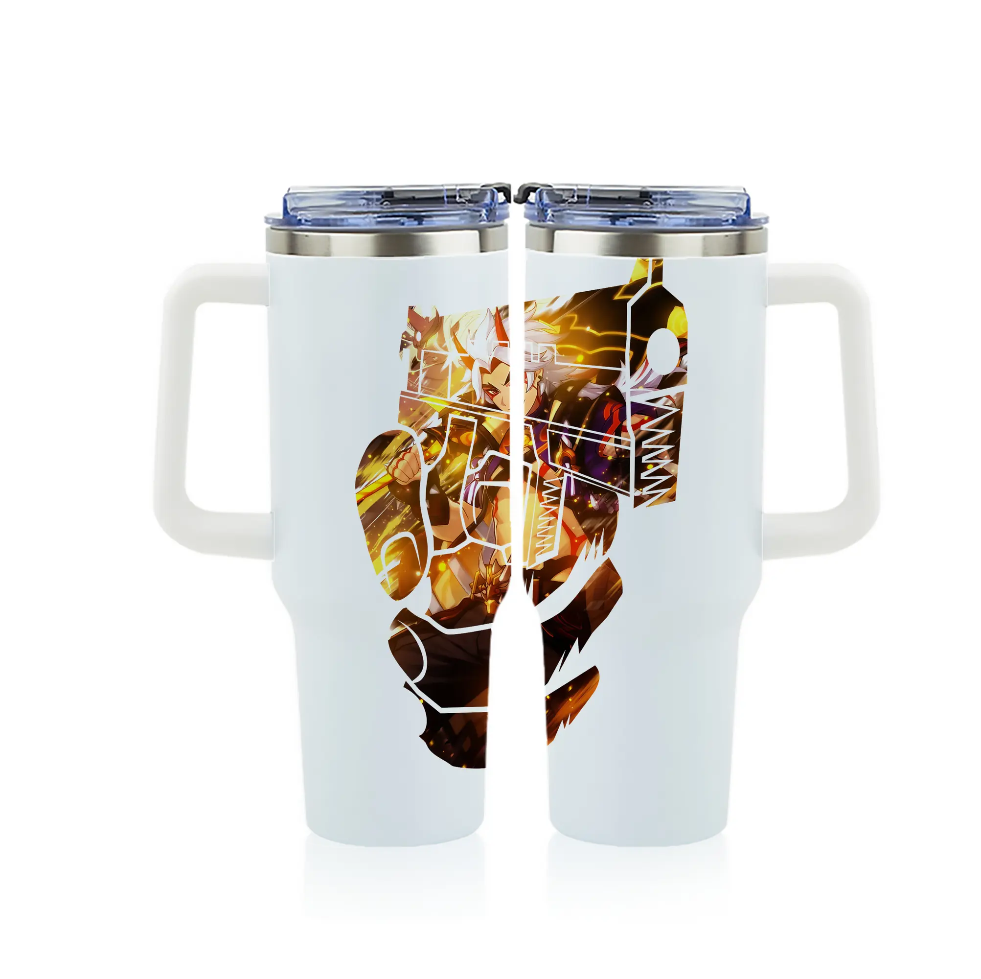 原 神 グッズ 荒瀧 一 斗 - 1200mL フルプリント車用タンブラー ・ 304ステンレス 内側 ・ 201ステンレス 外側 ・ 保温 保冷 ・ 通勤 ドライブ アウトドア用