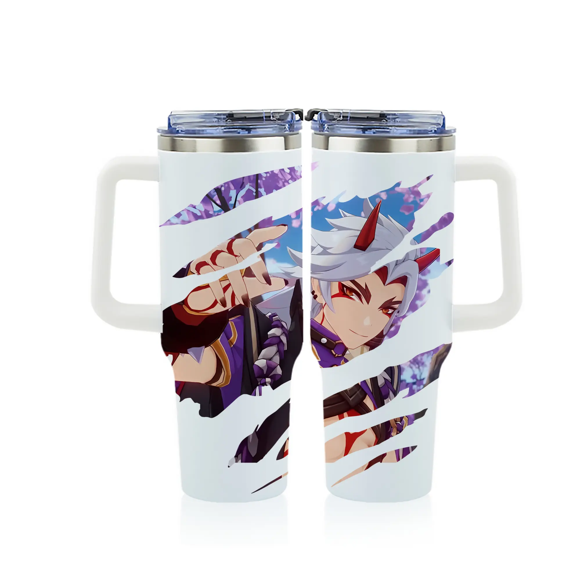 原 神 グッズ 荒瀧 一 斗 - 1200mL フルプリント車用タンブラー ・ 304ステンレス 内側 ・ 201ステンレス 外側 ・ 保温 保冷 ・ 通勤 ドライブ アウトドア用