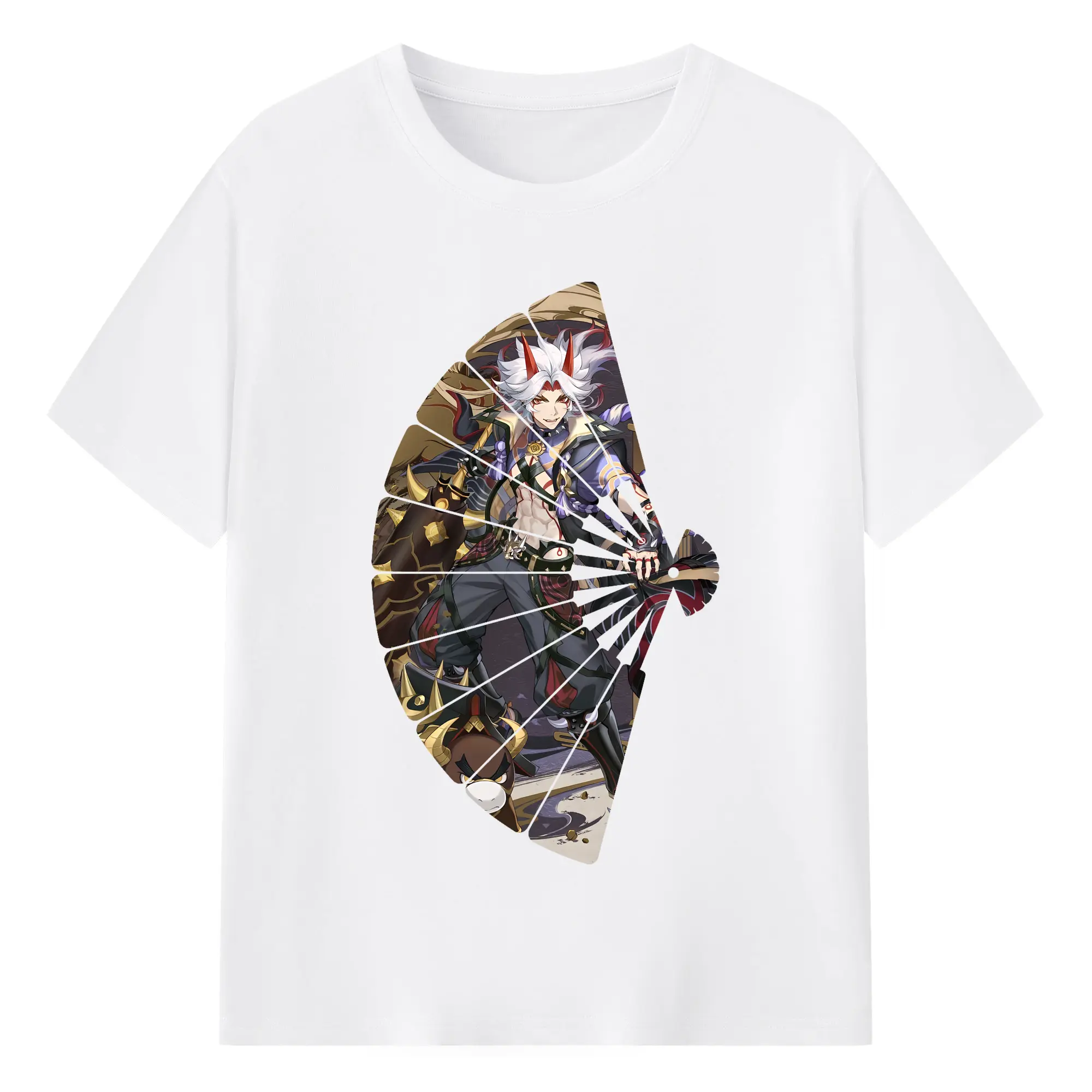 原 神 グッズ 荒瀧 一 斗 - 綿100％ 半袖Tシャツ ・ フロントプリント ・ 快適 通気性 ・ 日常使い 散歩 スポーツ用