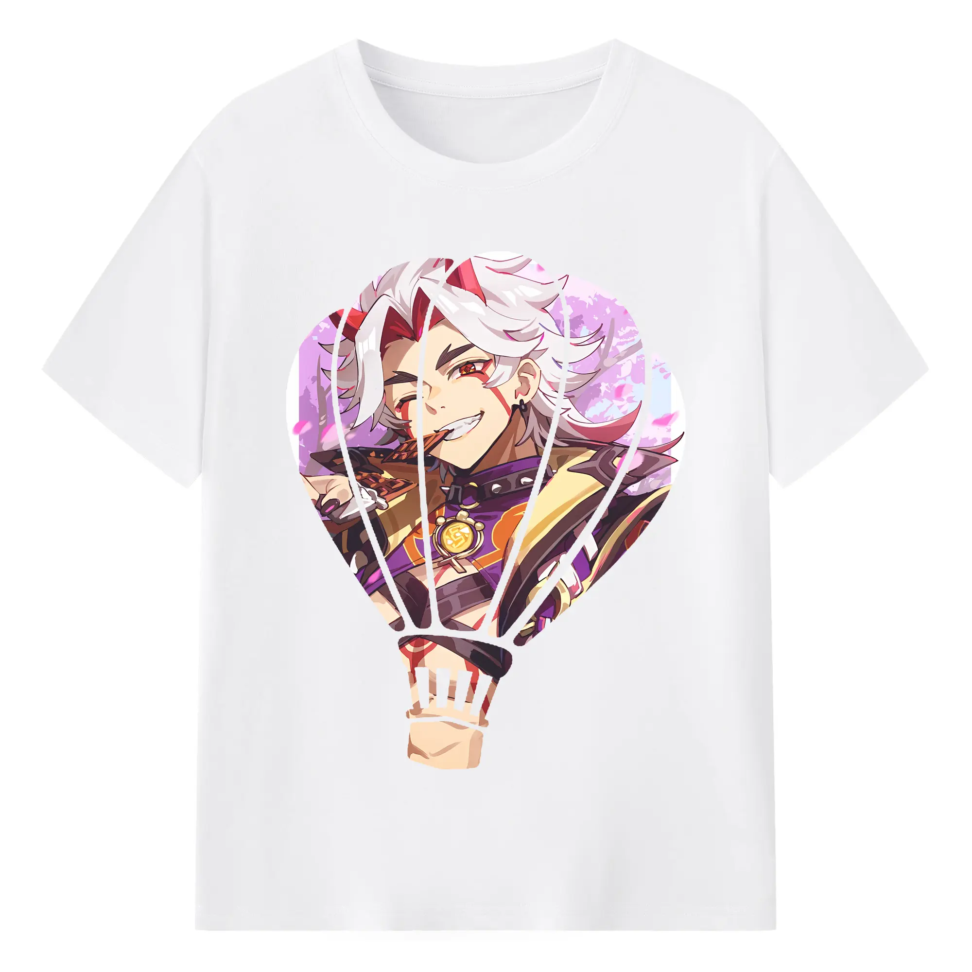 原 神 グッズ 荒瀧 一 斗 - 綿100％ 半袖Tシャツ ・ フロントプリント ・ 快適 通気性 ・ 日常使い 散歩 スポーツ用