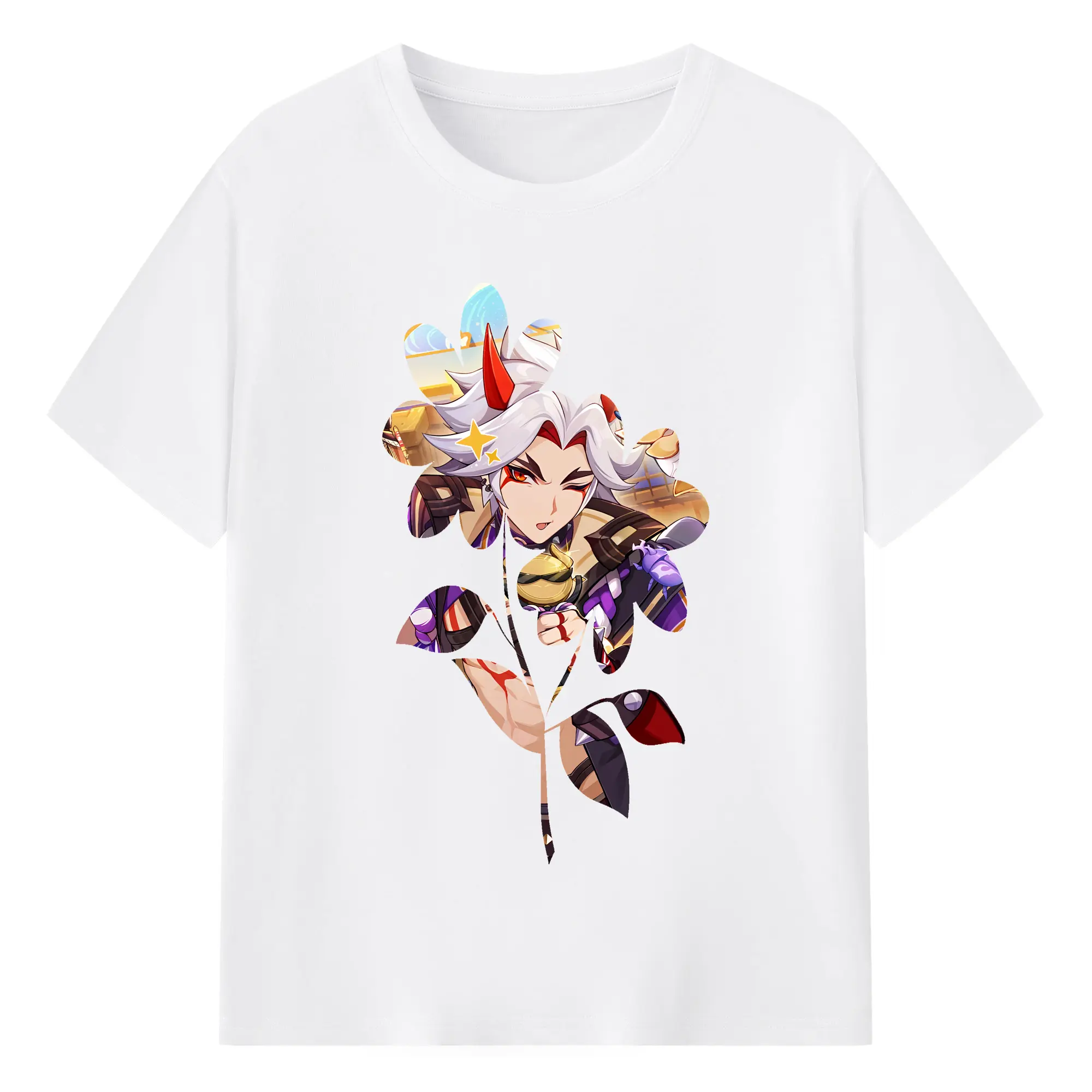 原 神 グッズ 荒瀧 一 斗 - 綿100％ 半袖Tシャツ ・ フロントプリント ・ 快適 通気性 ・ 日常使い 散歩 スポーツ用