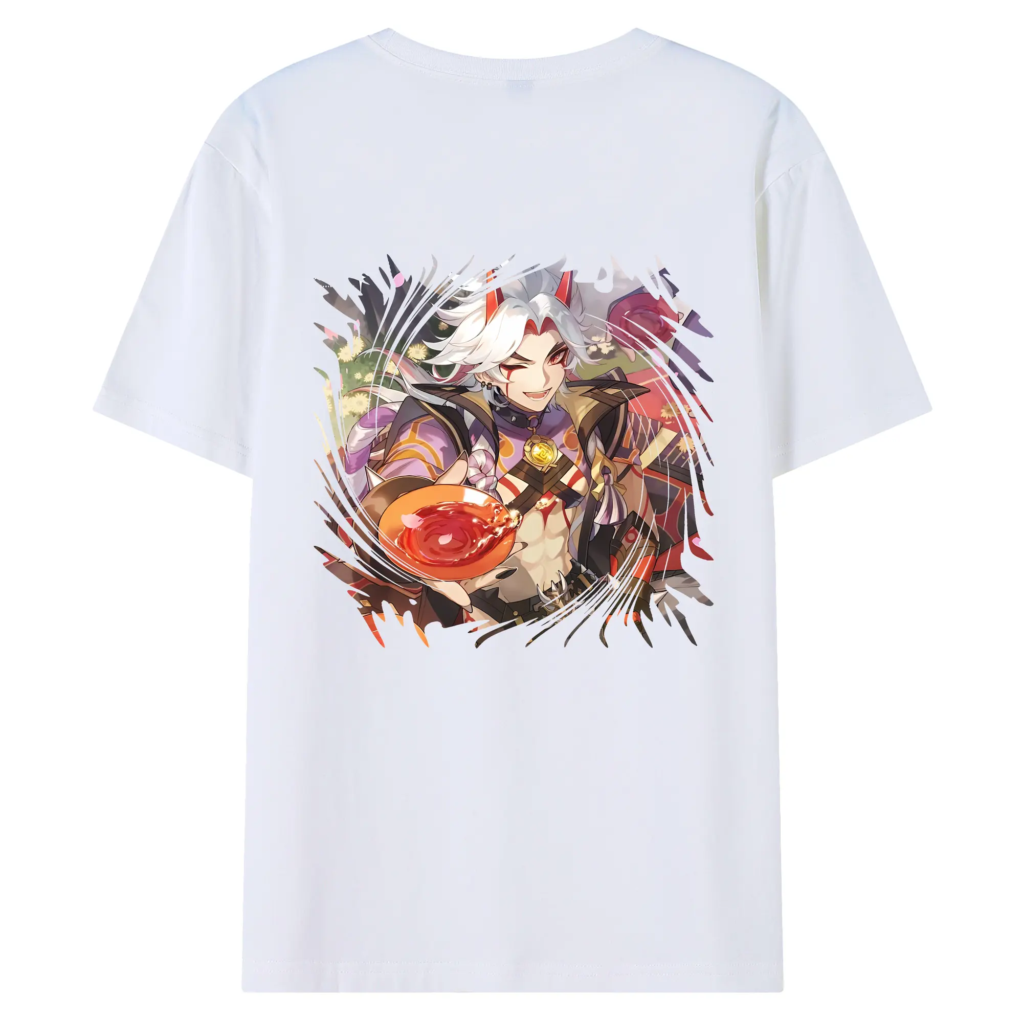 原 神 グッズ 荒瀧 一 斗 - 綿100％ 半袖Tシャツ ・ バックプリント ・ 快適 通気性 ・ 日常使い 散歩 スポーツ用