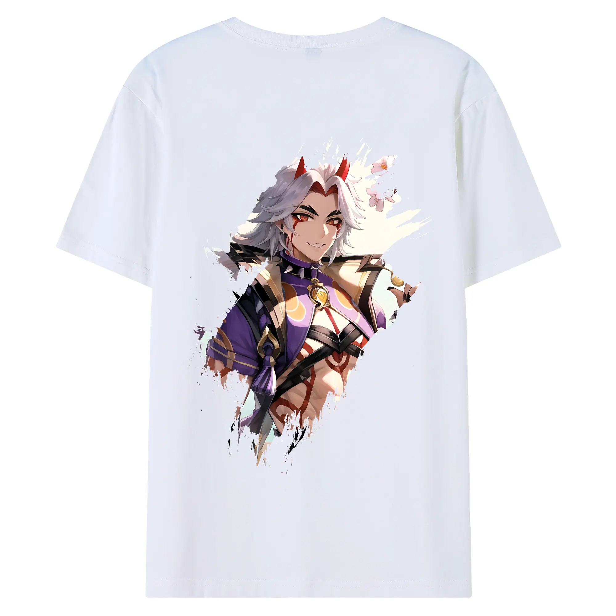 原 神 グッズ 荒瀧 一 斗 - 綿100％ 半袖Tシャツ ・ バックプリント ・ 快適 通気性 ・ 日常使い 散歩 スポーツ用