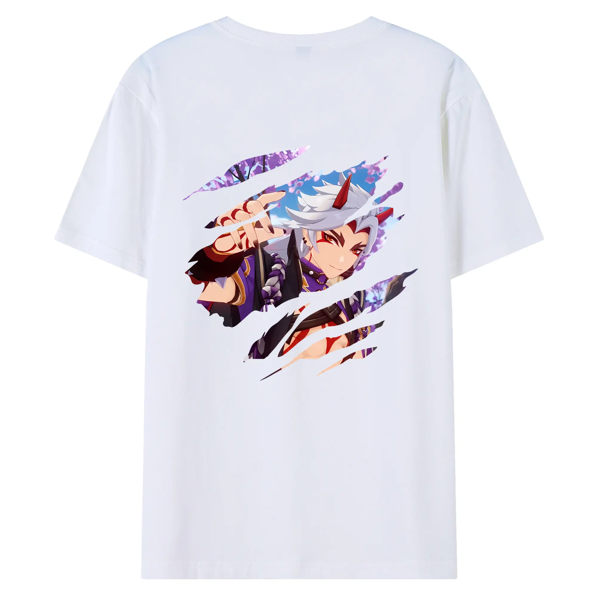 原 神 グッズ 荒瀧 一 斗 - 綿100％ 半袖Tシャツ ・ バックプリント ・ 快適 通気性 ・ 日常使い 散歩 スポーツ用