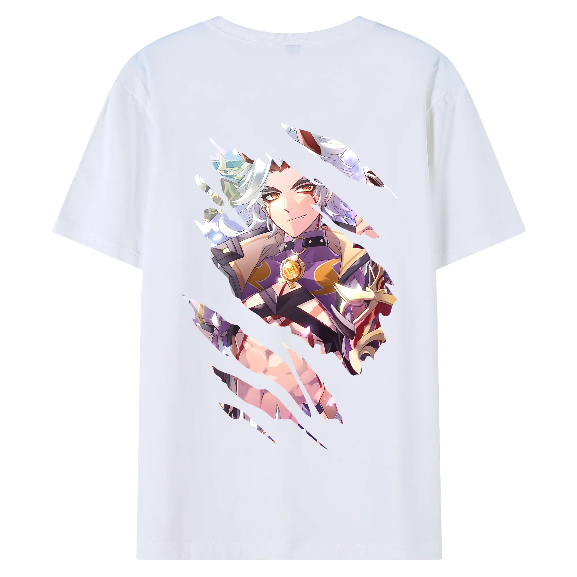 原 神 グッズ 荒瀧 一 斗 - 綿100％ 半袖Tシャツ ・ バックプリント ・ 快適 通気性 ・ 日常使い 散歩 スポーツ用