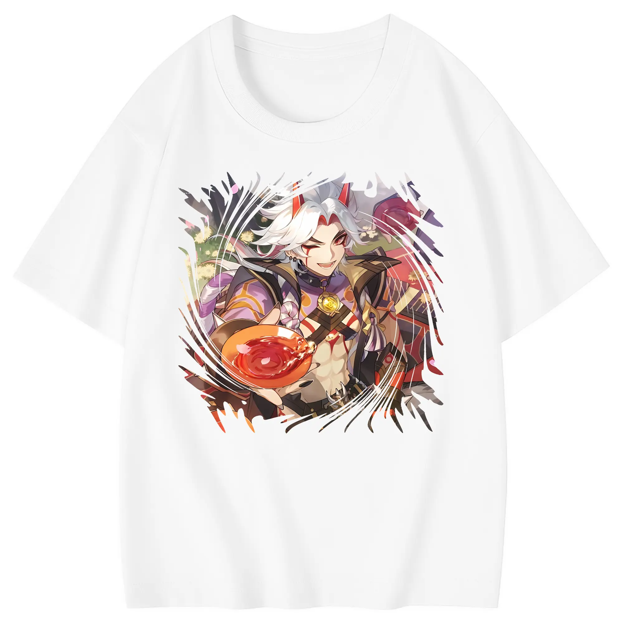 原 神 グッズ 荒瀧 一 斗 - 綿100％ キッズTシャツ ・ フロントプリント ・ 快適 通気性 ・ スポーツ カジュアル 散歩用