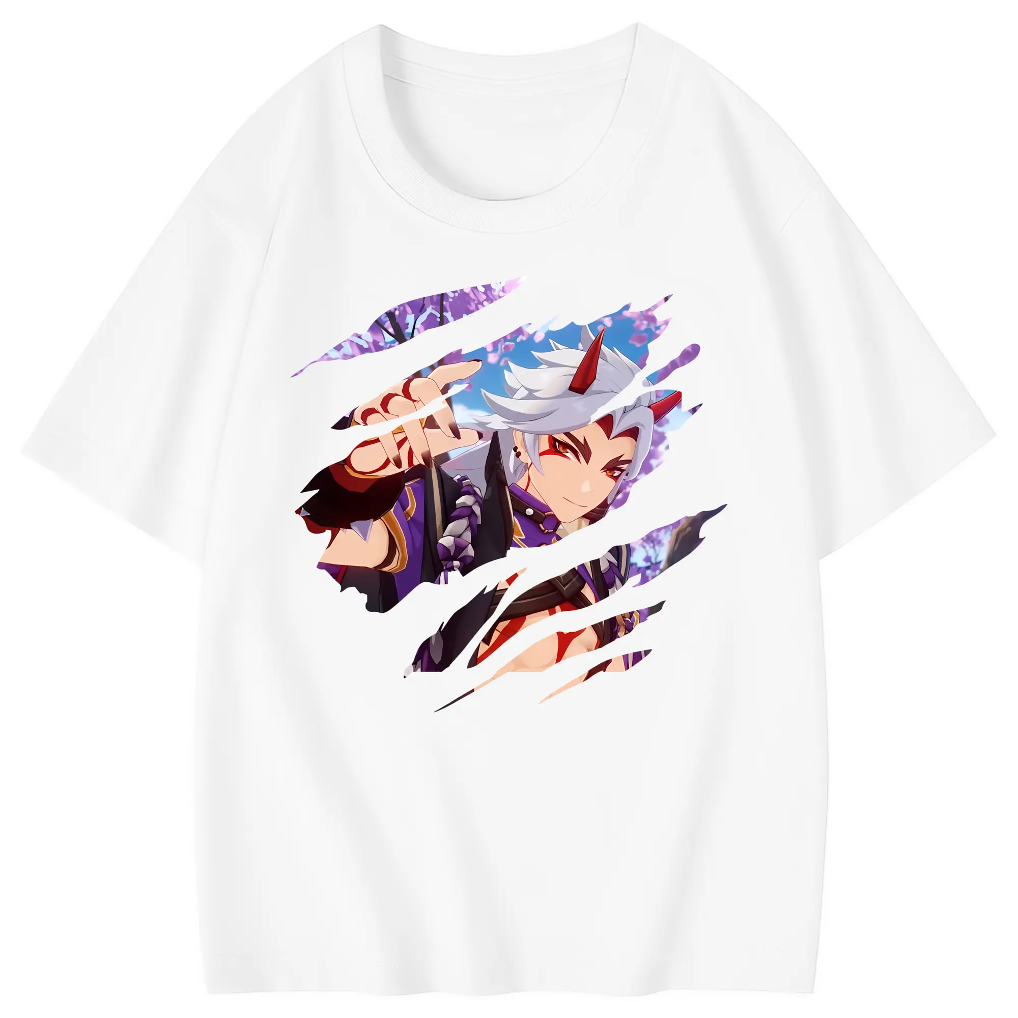 原 神 グッズ 荒瀧 一 斗 - 綿100％ キッズTシャツ ・ フロントプリント ・ 快適 通気性 ・ スポーツ カジュアル 散歩用