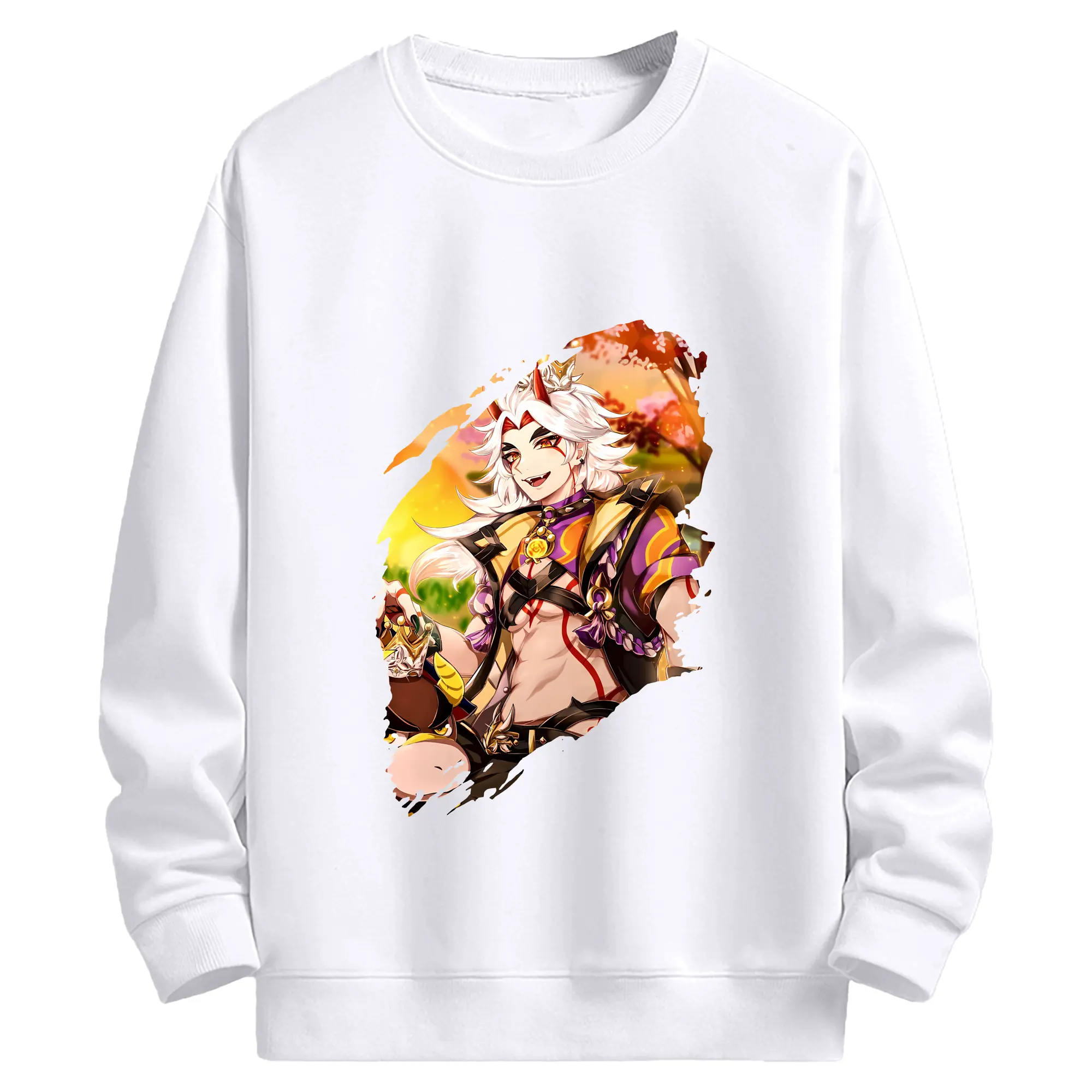 原 神 グッズ 荒瀧 一 斗 - 高品質 クルーネック スウェット ・ コットン59％ ポリエステル41％ ・ ユニセックス 長袖 トレーナー ・ カジュアル デイリー スポーツ 散歩用