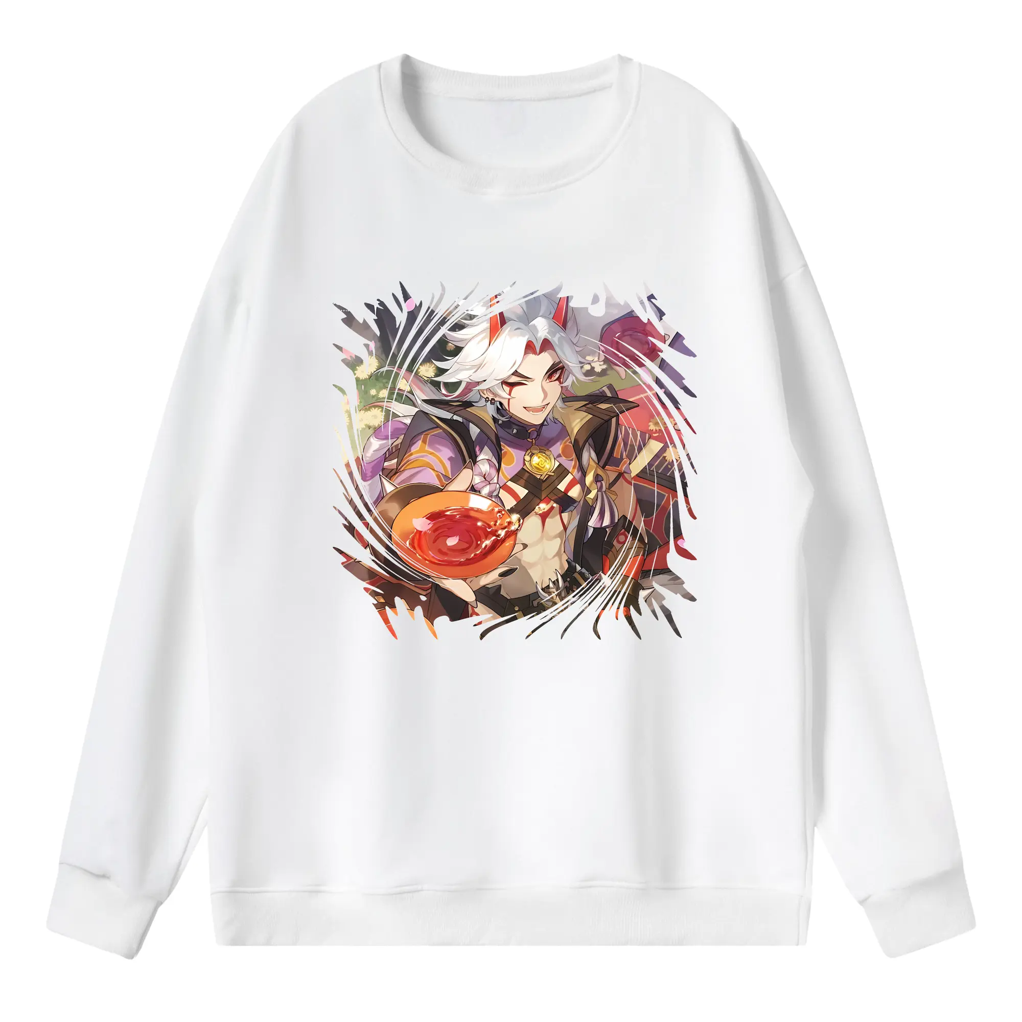 原 神 グッズ 荒瀧 一 斗 - 薄手 クルーネック スウェット 裏毛260g · ポリエステル 春秋向け カジュアル 男女兼用 · トレーナー デイリー スポーツ 散歩に最適