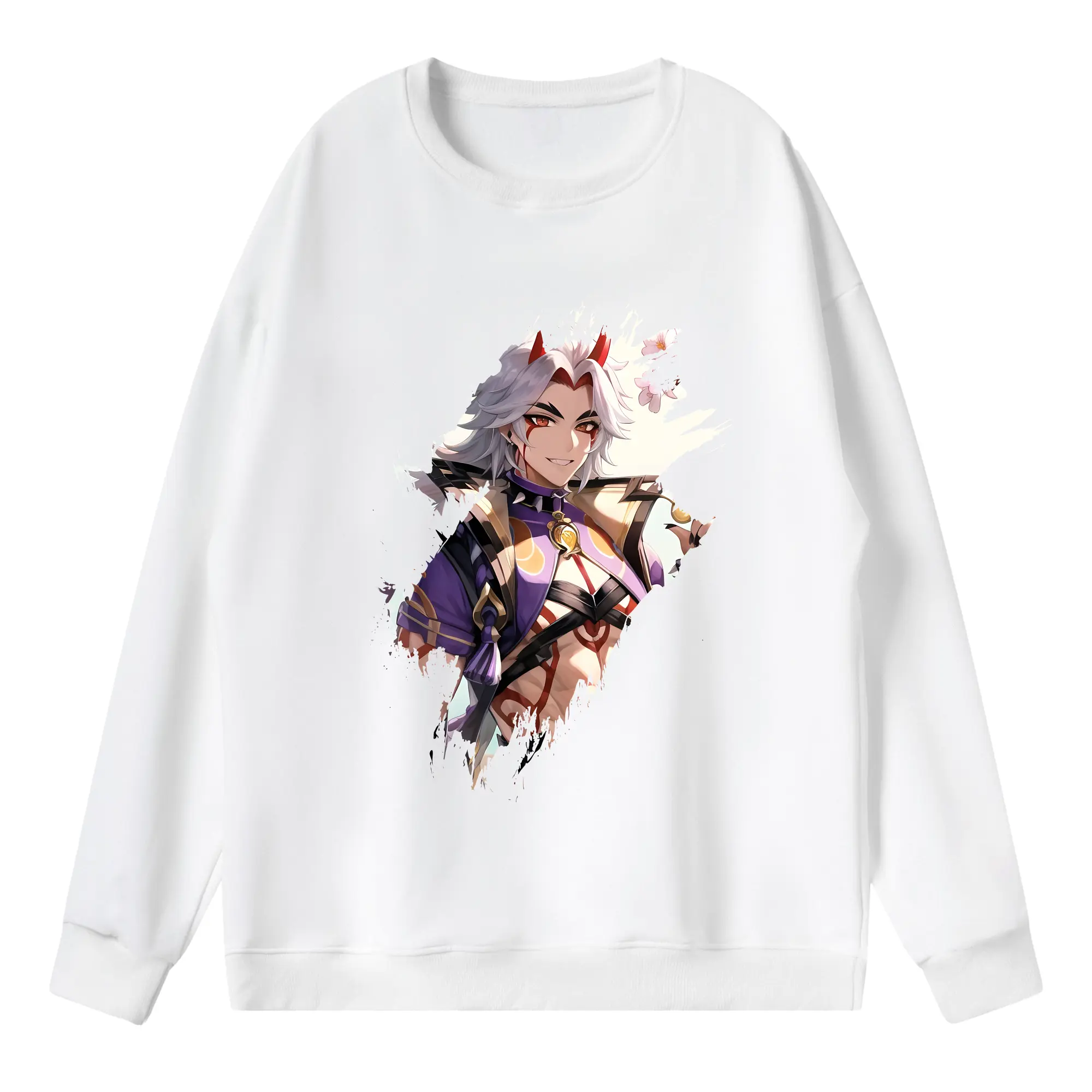 原 神 グッズ 荒瀧 一 斗 - 薄手 クルーネック スウェット 裏毛260g · ポリエステル 春秋向け カジュアル 男女兼用 · トレーナー デイリー スポーツ 散歩に最適