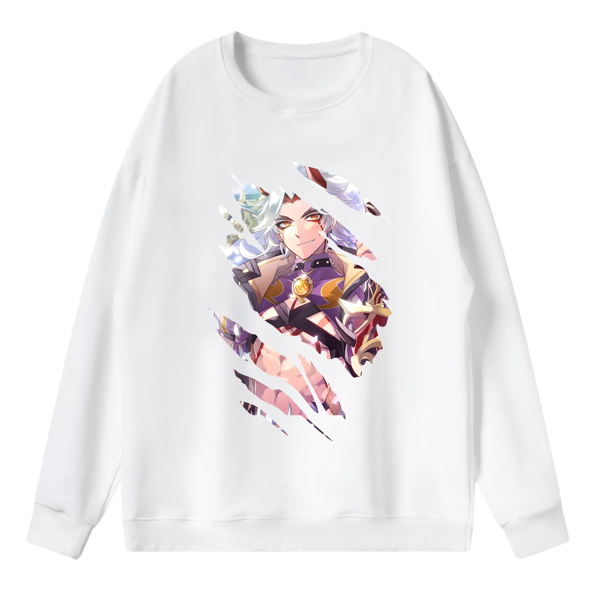 原 神 グッズ 荒瀧 一 斗 - 薄手 クルーネック スウェット 裏毛260g · ポリエステル 春秋向け カジュアル 男女兼用 · トレーナー デイリー スポーツ 散歩に最適