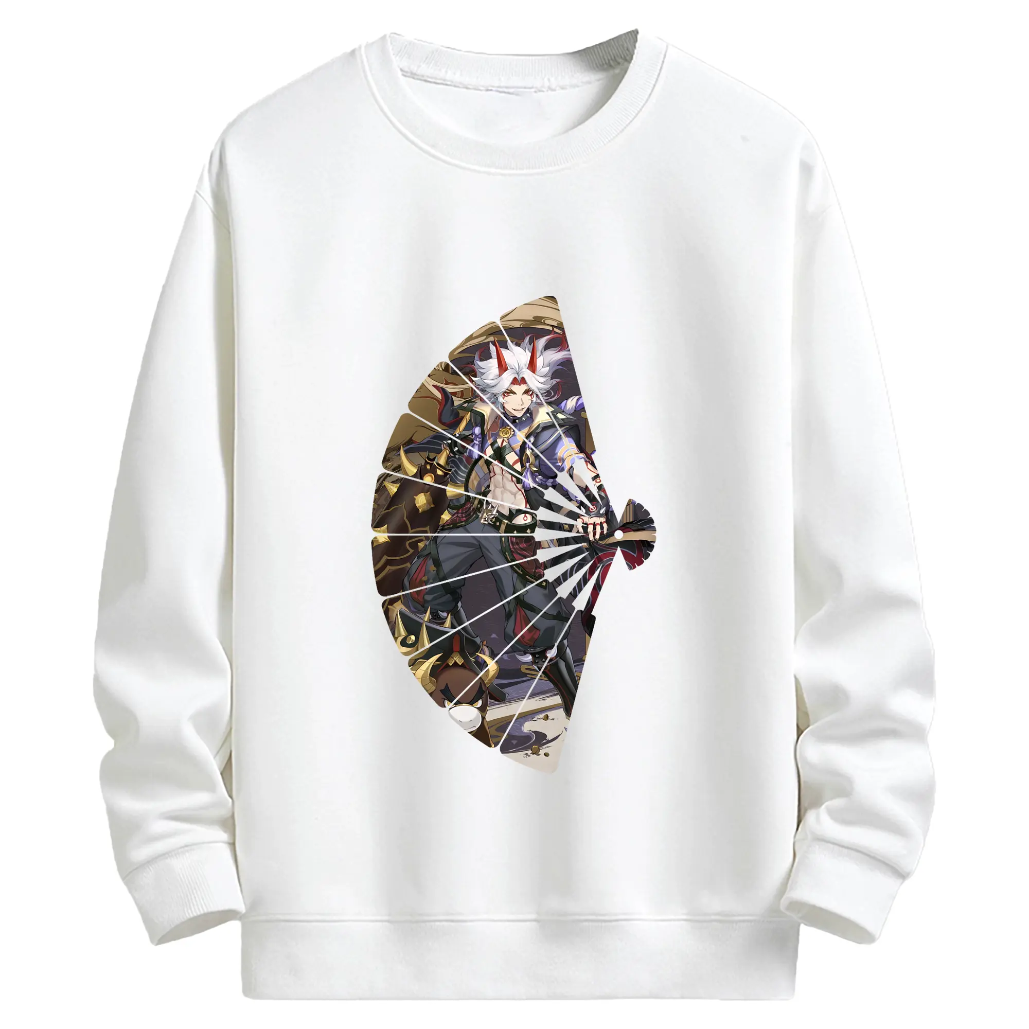 原 神 グッズ 荒瀧 一 斗 - キッズ クルーネックスウェットシャツ ・ フロントプリント ・ 綿80％ ポリエステル20％ ・ 快適 通学 スポーツ 日常使い お散歩用