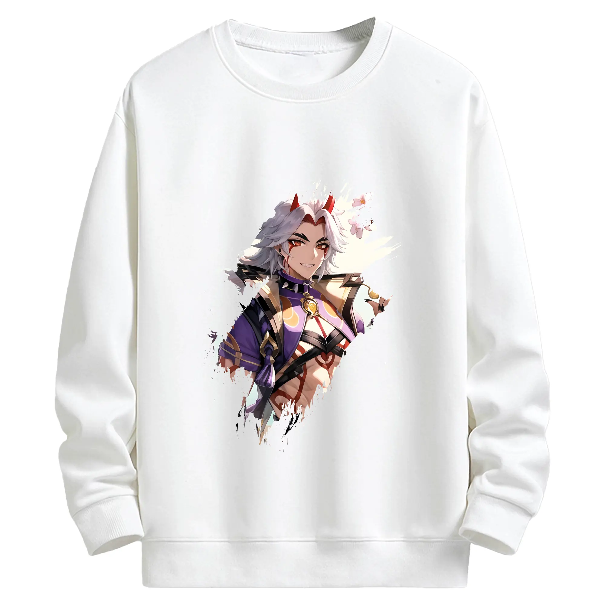 原 神 グッズ 荒瀧 一 斗 - キッズ クルーネックスウェットシャツ ・ フロントプリント ・ 綿80％ ポリエステル20％ ・ 快適 通学 スポーツ 日常使い お散歩用