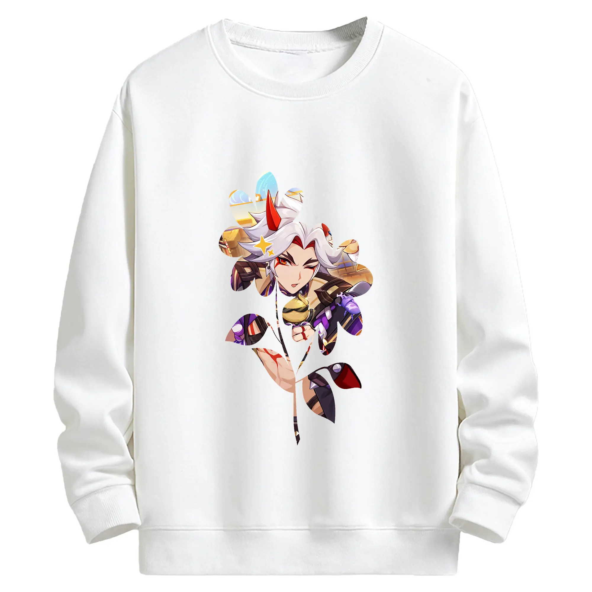 原 神 グッズ 荒瀧 一 斗 - キッズ クルーネックスウェットシャツ ・ フロントプリント ・ 綿80％ ポリエステル20％ ・ 快適 通学 スポーツ 日常使い お散歩用