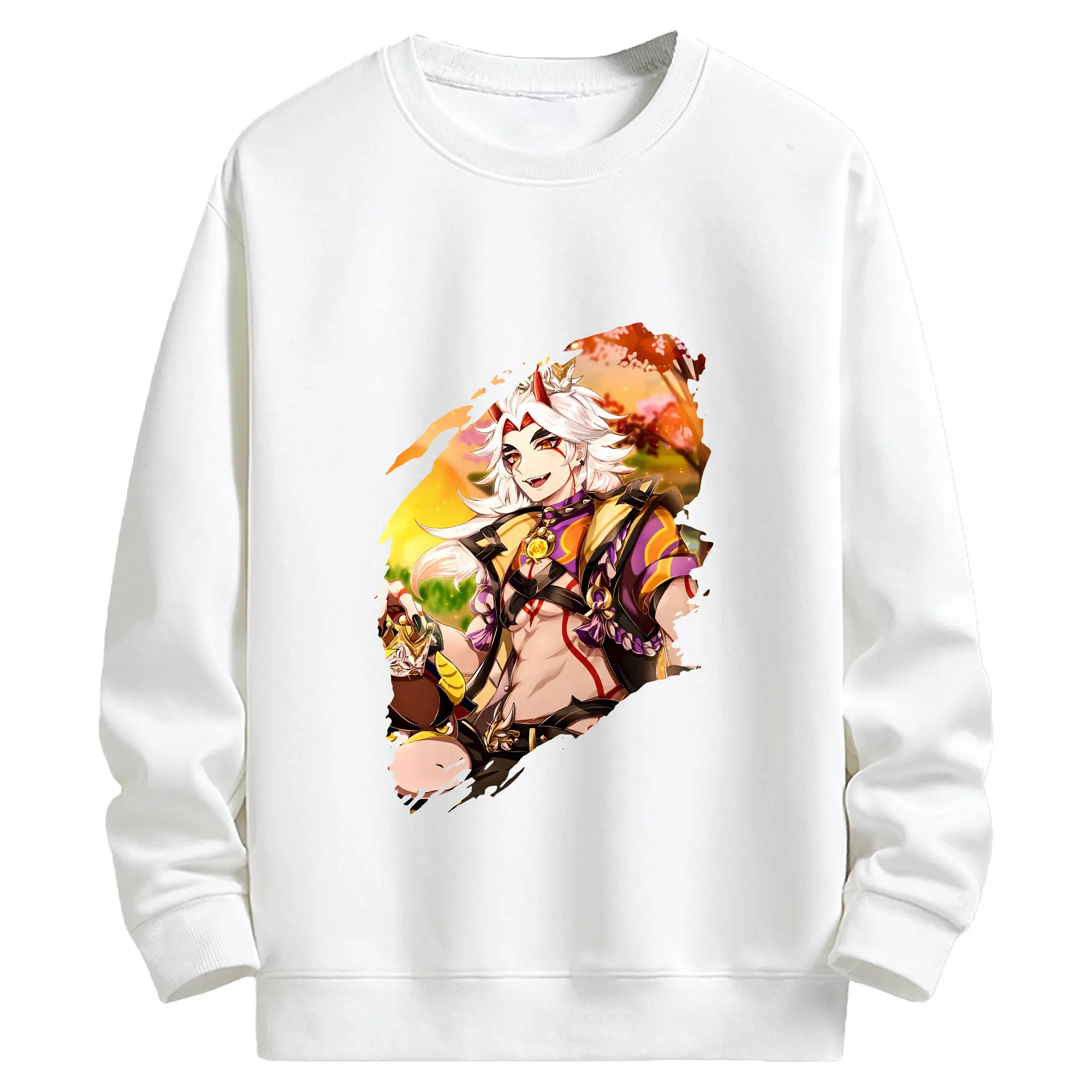 原 神 グッズ 荒瀧 一 斗 - キッズ クルーネックスウェットシャツ ・ フロントプリント ・ 綿80％ ポリエステル20％ ・ 快適 通学 スポーツ 日常使い お散歩用