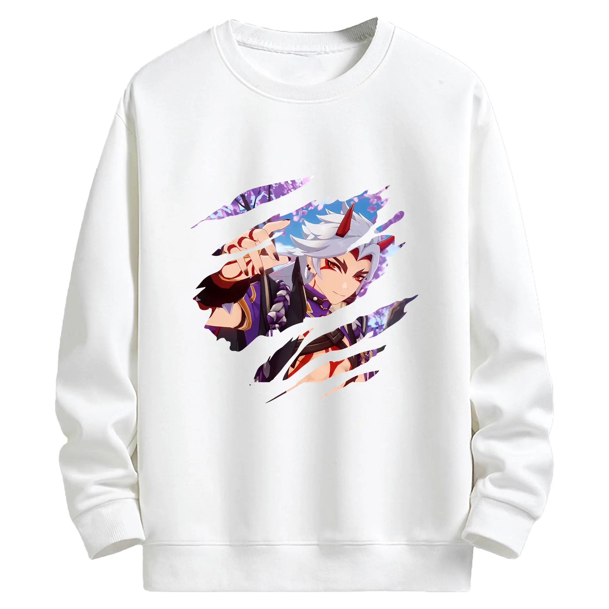 原 神 グッズ 荒瀧 一 斗 - キッズ クルーネックスウェットシャツ ・ フロントプリント ・ 綿80％ ポリエステル20％ ・ 快適 通学 スポーツ 日常使い お散歩用