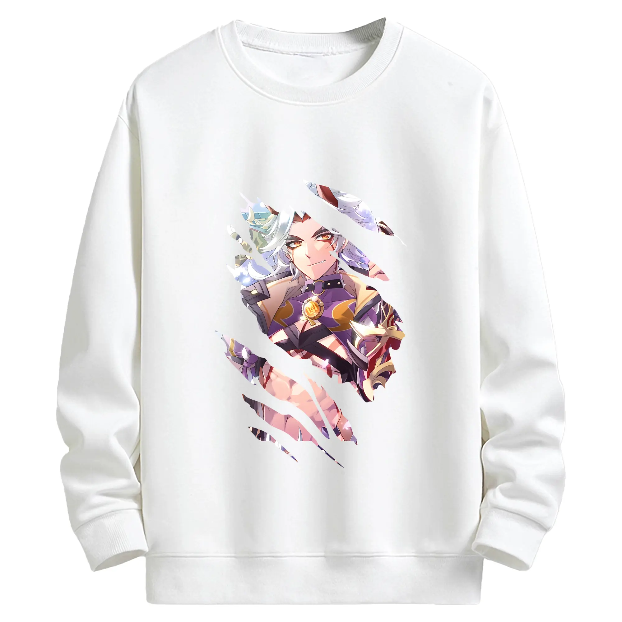 原 神 グッズ 荒瀧 一 斗 - キッズ クルーネックスウェットシャツ ・ フロントプリント ・ 綿80％ ポリエステル20％ ・ 快適 通学 スポーツ 日常使い お散歩用