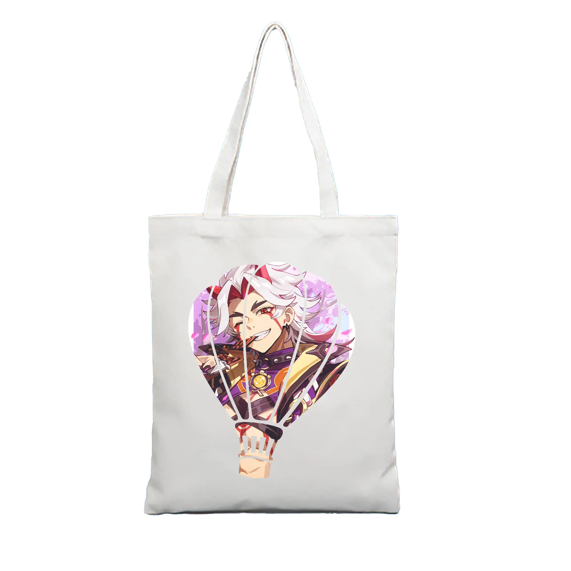 原 神 グッズ 荒瀧 一 斗 - 縦型キャンバス手提げバッグ（トートバッグ） ・ キャンバス素材 ・ ショッピング用 ・ 軽量 丈夫 お手入れ簡単