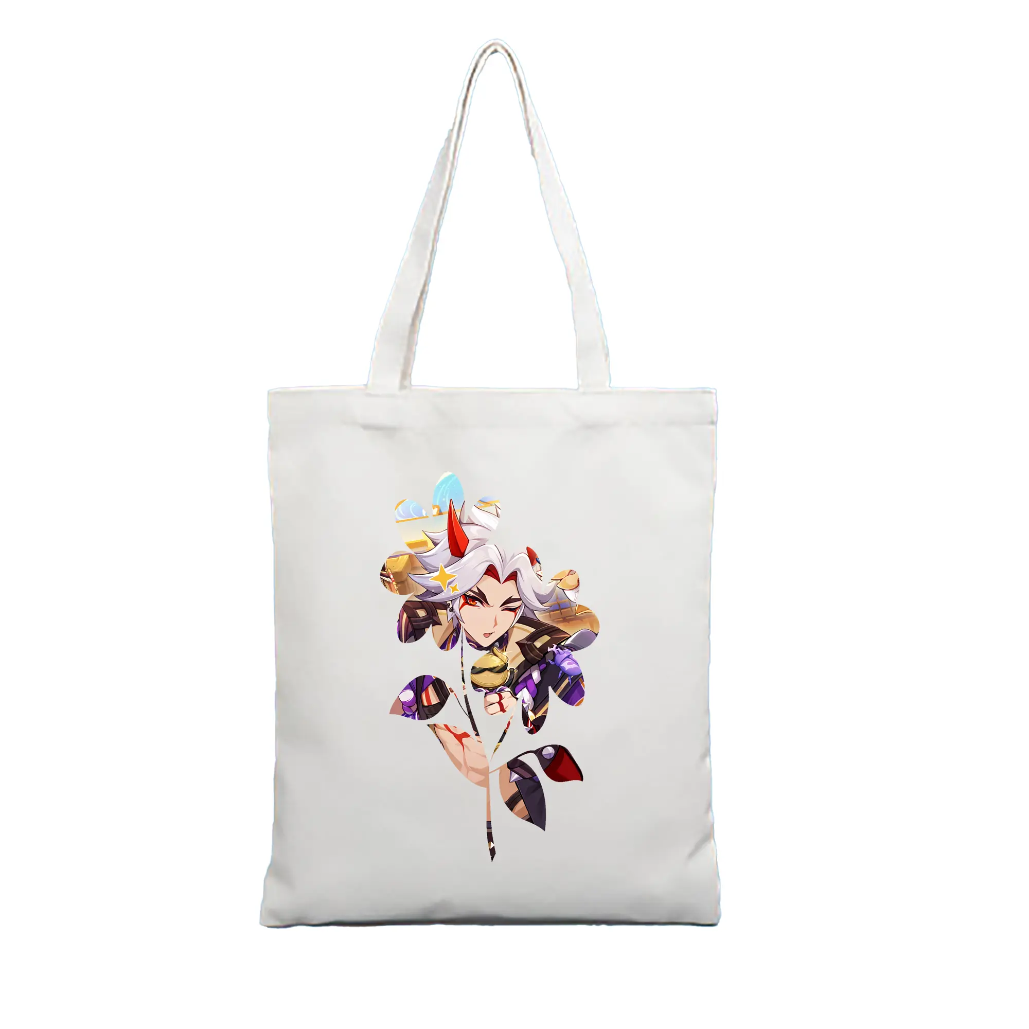 原 神 グッズ 荒瀧 一 斗 - 縦型キャンバス手提げバッグ（トートバッグ） ・ キャンバス素材 ・ ショッピング用 ・ 軽量 丈夫 お手入れ簡単