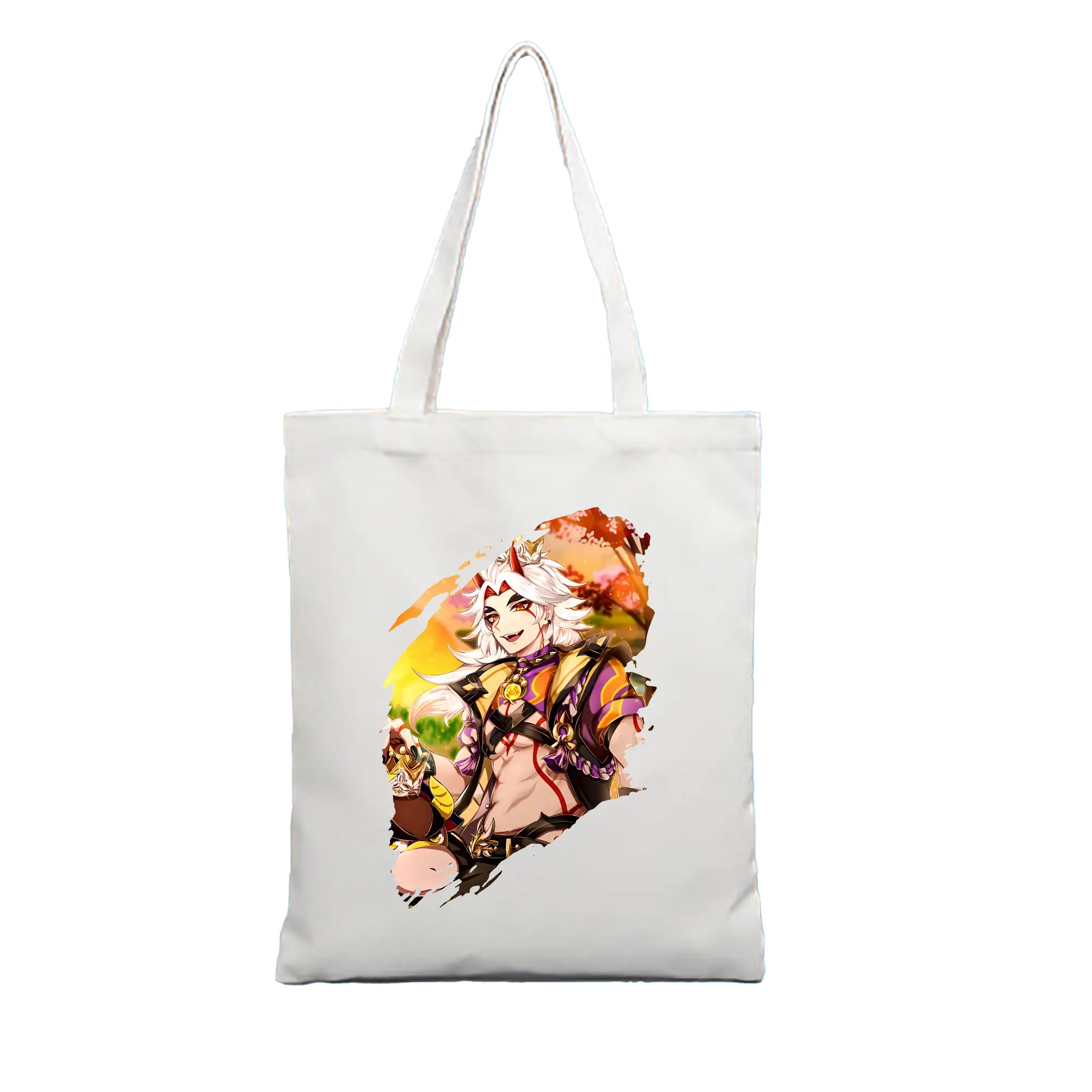 原 神 グッズ 荒瀧 一 斗 - 縦型キャンバス手提げバッグ（トートバッグ） ・ キャンバス素材 ・ ショッピング用 ・ 軽量 丈夫 お手入れ簡単