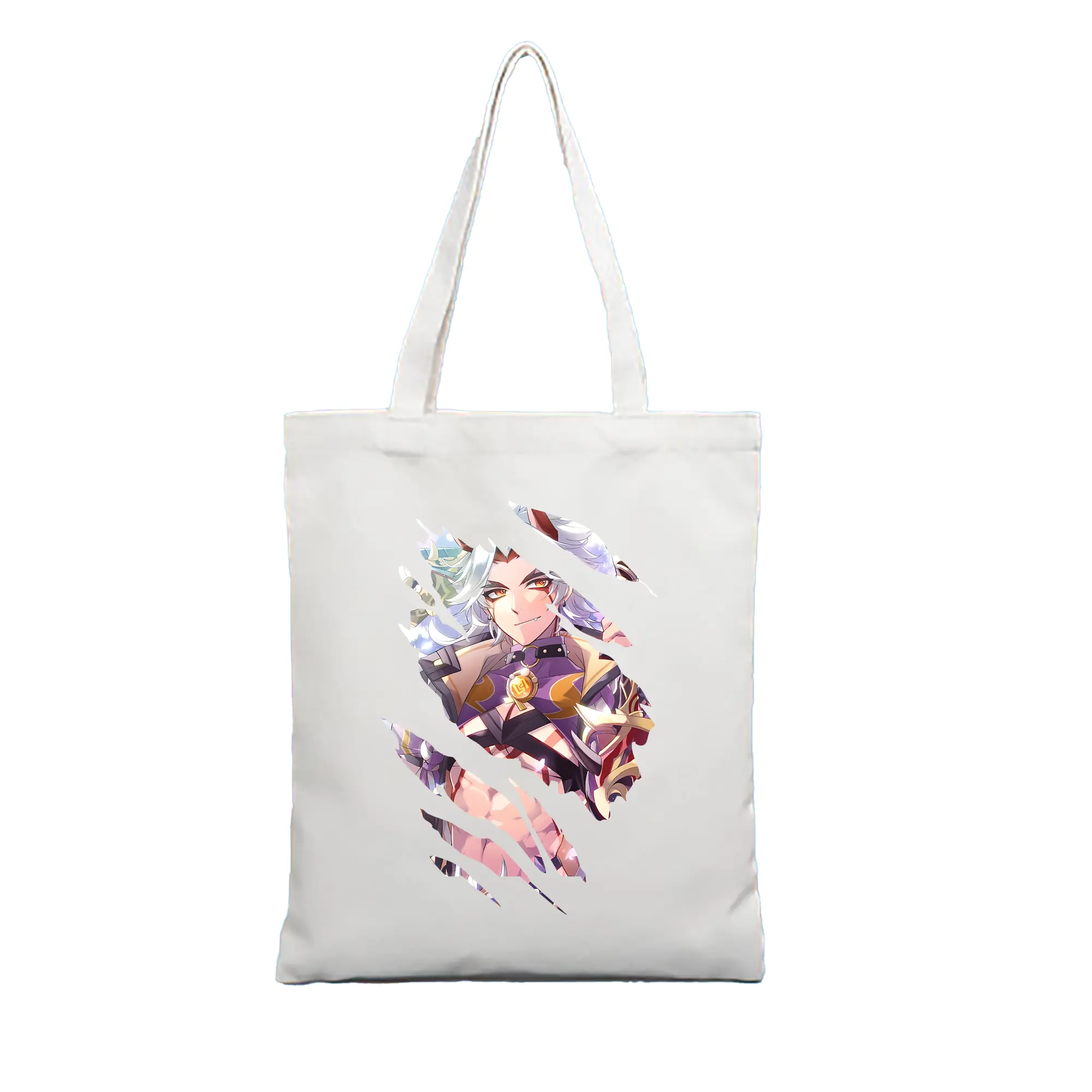 原 神 グッズ 荒瀧 一 斗 - 縦型キャンバス手提げバッグ（トートバッグ） ・ キャンバス素材 ・ ショッピング用 ・ 軽量 丈夫 お手入れ簡単