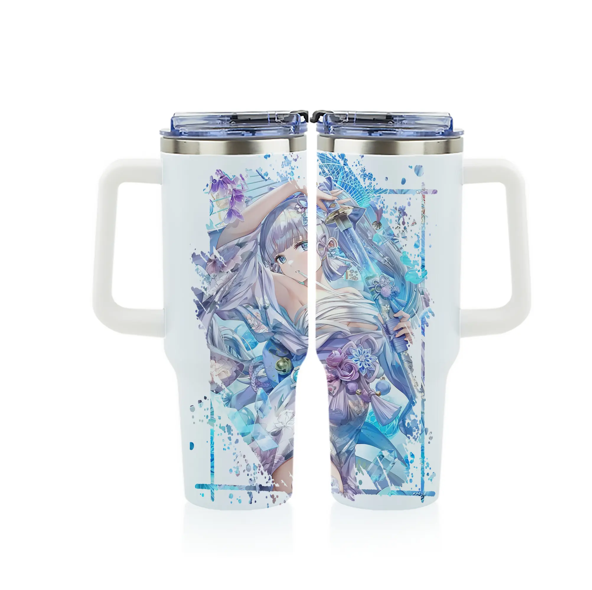 原 神 グッズ 神里綾華 - 1200mL フルプリント車用タンブラー ・ 304ステンレス 内側 ・ 201ステンレス 外側 ・ 保温 保冷 ・ 通勤 ドライブ アウトドア用