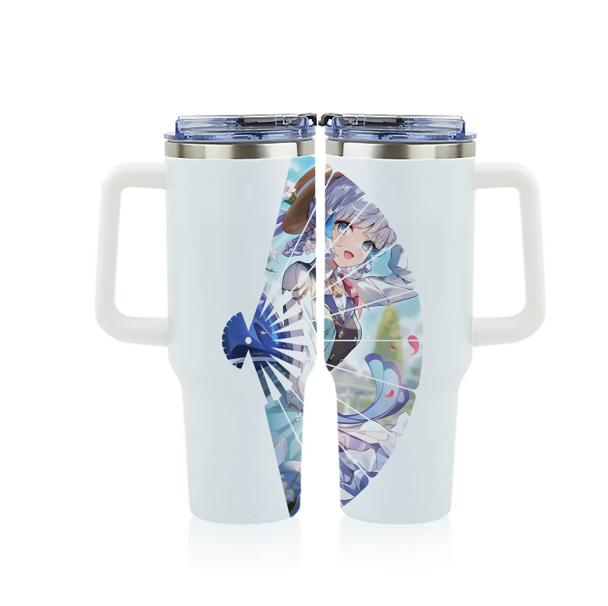 原 神 グッズ 神里綾華 - 1200mL フルプリント車用タンブラー ・ 304ステンレス 内側 ・ 201ステンレス 外側 ・ 保温 保冷 ・ 通勤 ドライブ アウトドア用