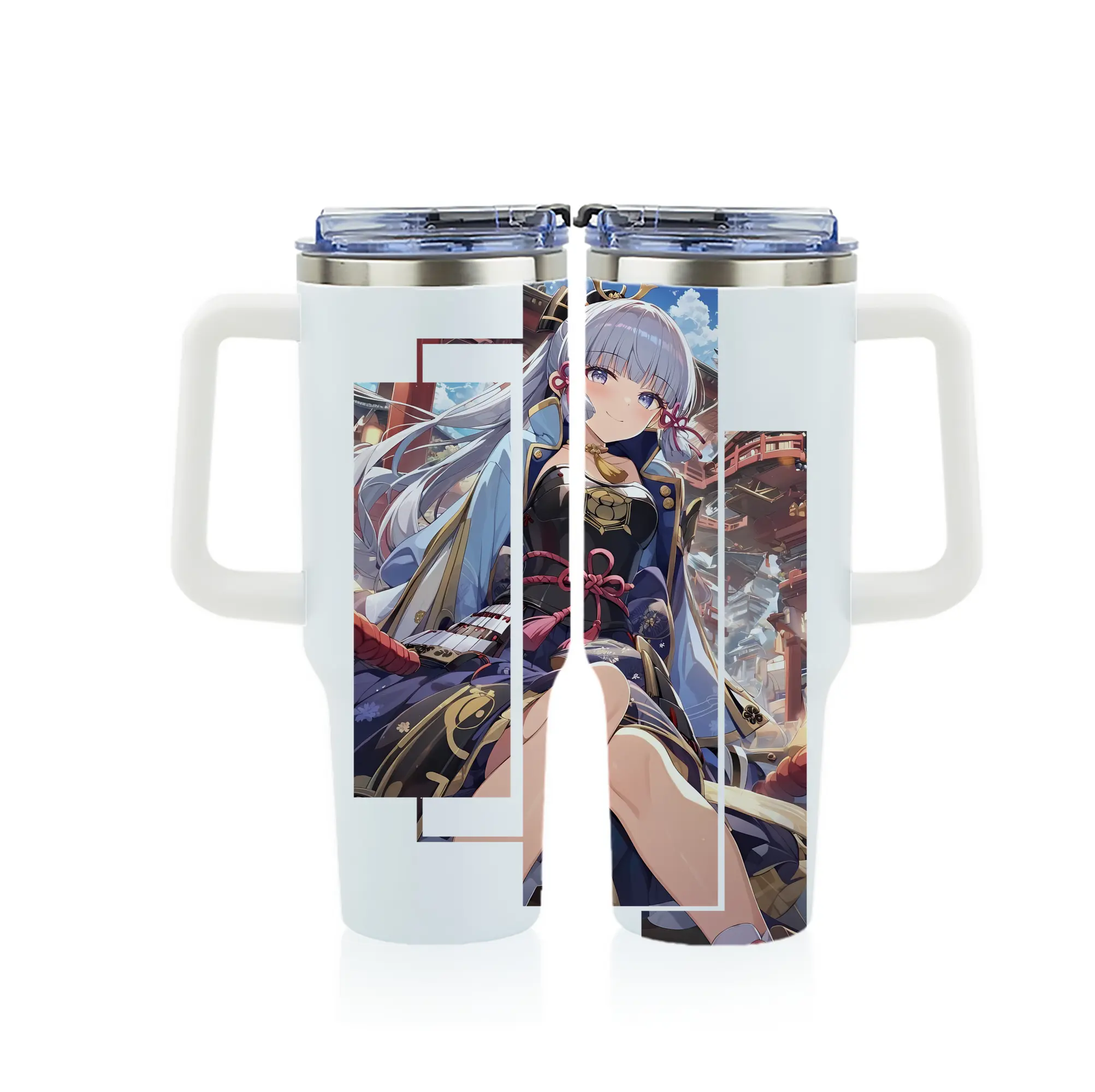 原 神 グッズ 神里綾華 - 1200mL フルプリント車用タンブラー ・ 304ステンレス 内側 ・ 201ステンレス 外側 ・ 保温 保冷 ・ 通勤 ドライブ アウトドア用