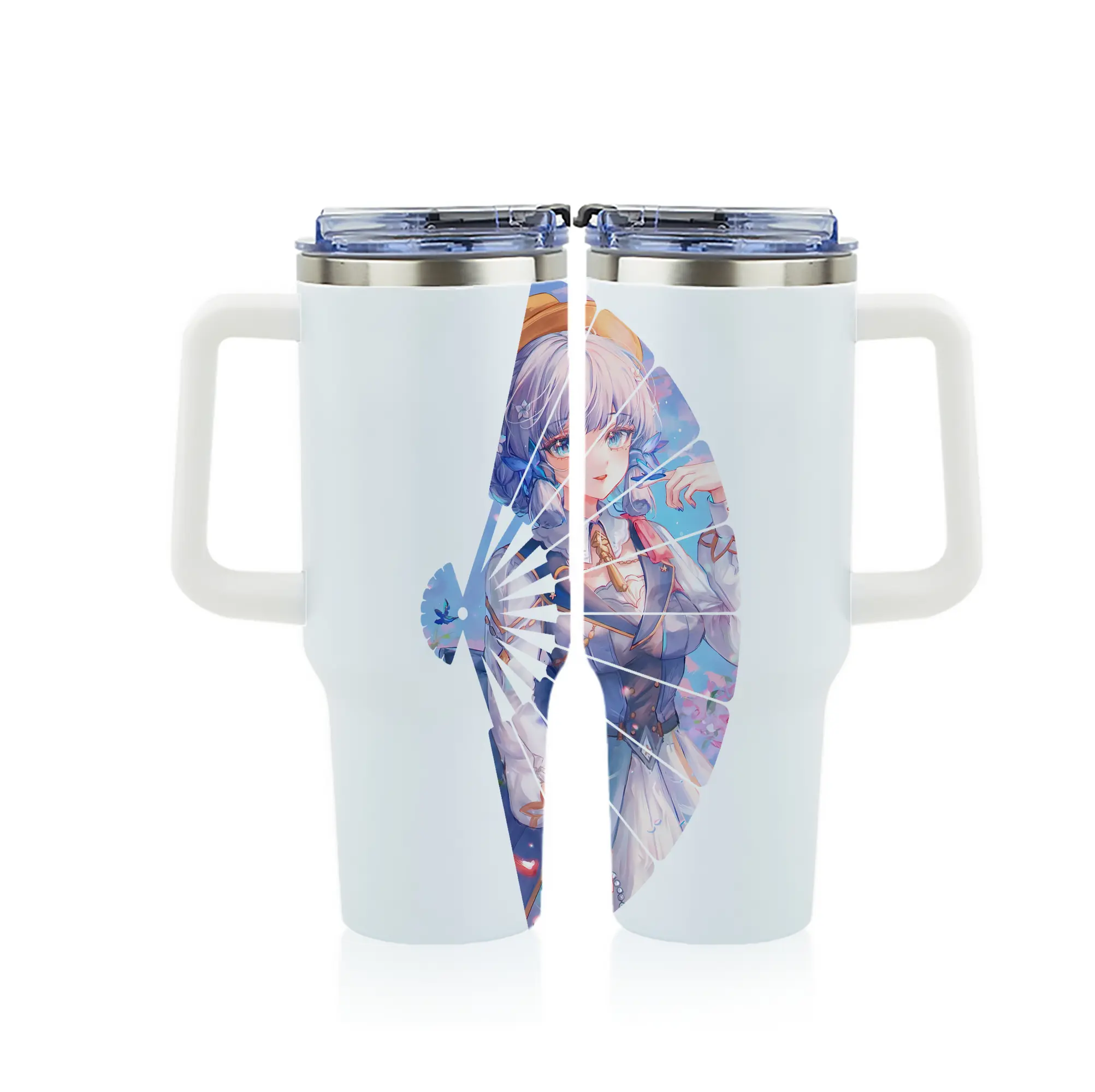 原 神 グッズ 神里綾華 - 1200mL フルプリント車用タンブラー ・ 304ステンレス 内側 ・ 201ステンレス 外側 ・ 保温 保冷 ・ 通勤 ドライブ アウトドア用