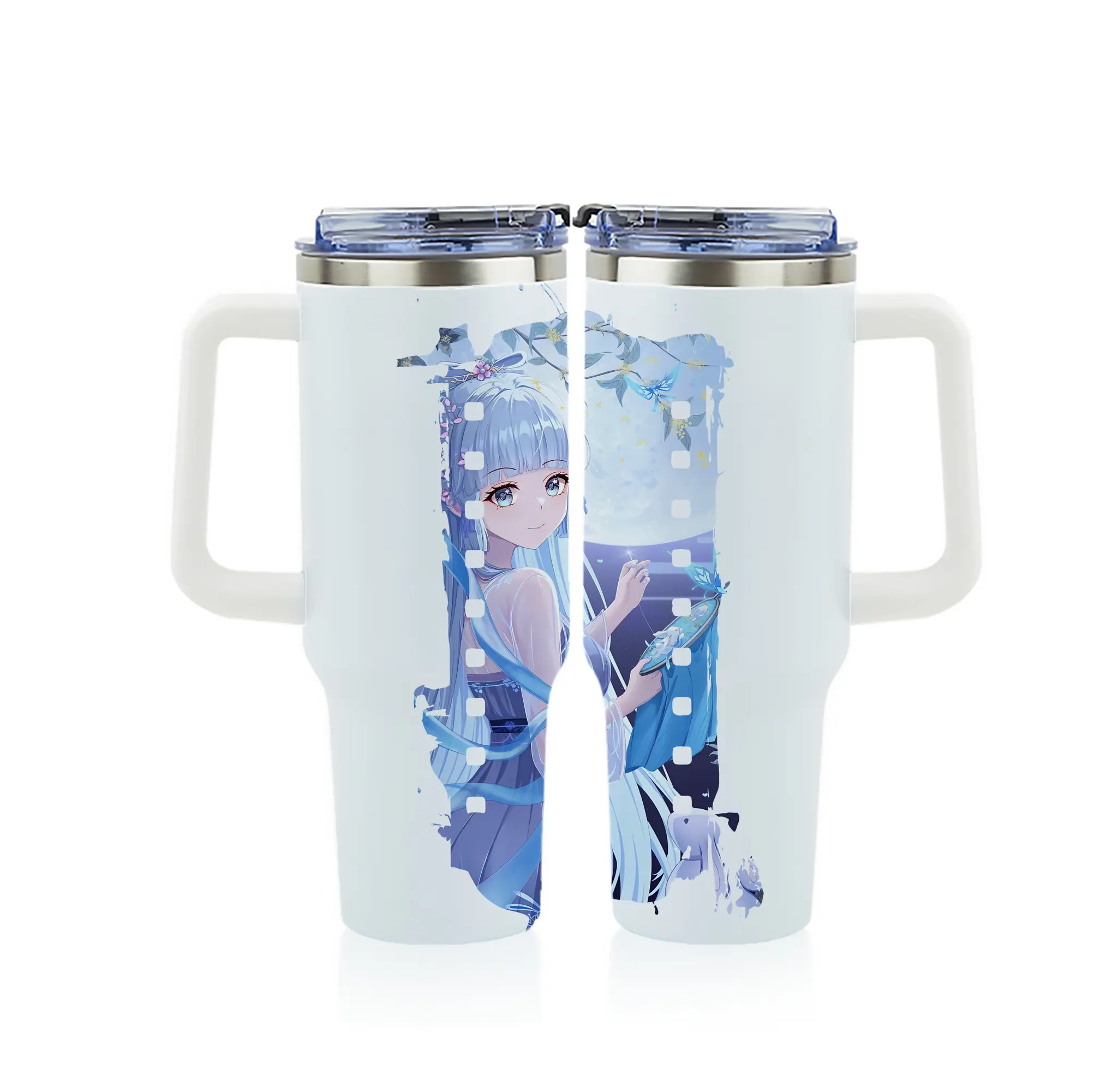 原 神 グッズ 神里綾華 - 1200mL フルプリント車用タンブラー ・ 304ステンレス 内側 ・ 201ステンレス 外側 ・ 保温 保冷 ・ 通勤 ドライブ アウトドア用