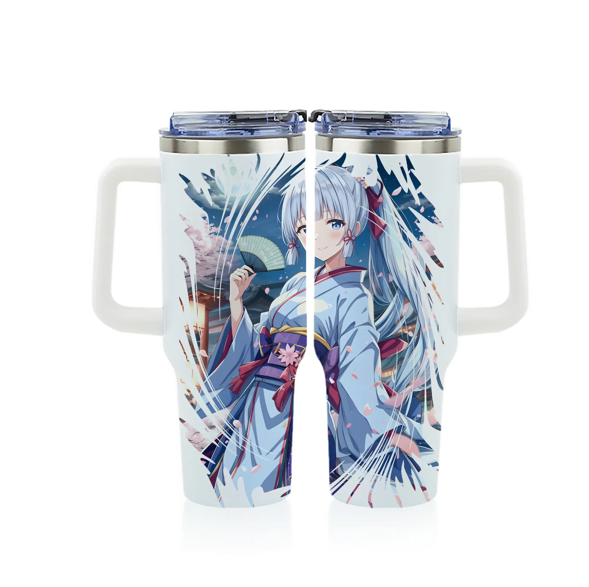 原 神 グッズ 神里綾華 - 1200mL フルプリント車用タンブラー ・ 304ステンレス 内側 ・ 201ステンレス 外側 ・ 保温 保冷 ・ 通勤 ドライブ アウトドア用