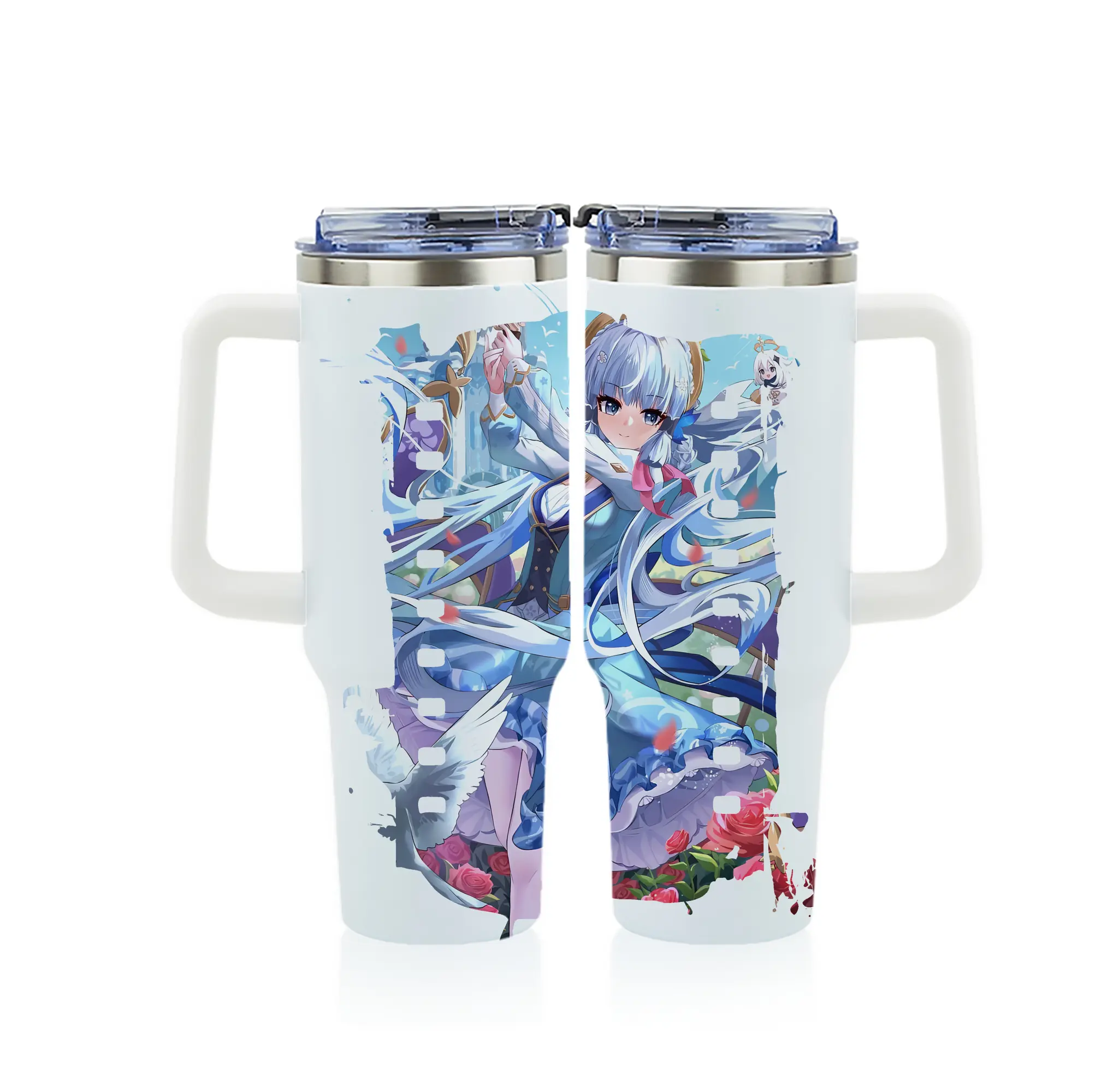 原 神 グッズ 神里綾華 - 1200mL フルプリント車用タンブラー ・ 304ステンレス 内側 ・ 201ステンレス 外側 ・ 保温 保冷 ・ 通勤 ドライブ アウトドア用