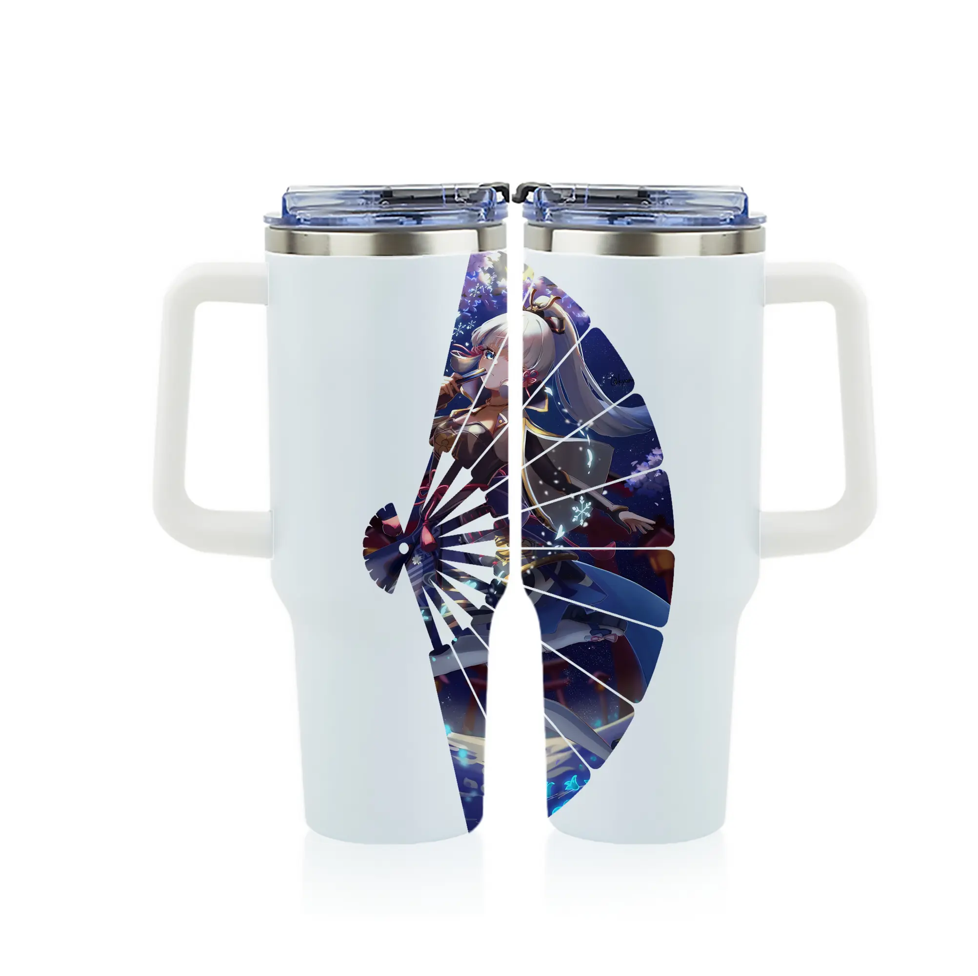 原 神 グッズ 神里綾華 - 1200mL フルプリント車用タンブラー ・ 304ステンレス 内側 ・ 201ステンレス 外側 ・ 保温 保冷 ・ 通勤 ドライブ アウトドア用