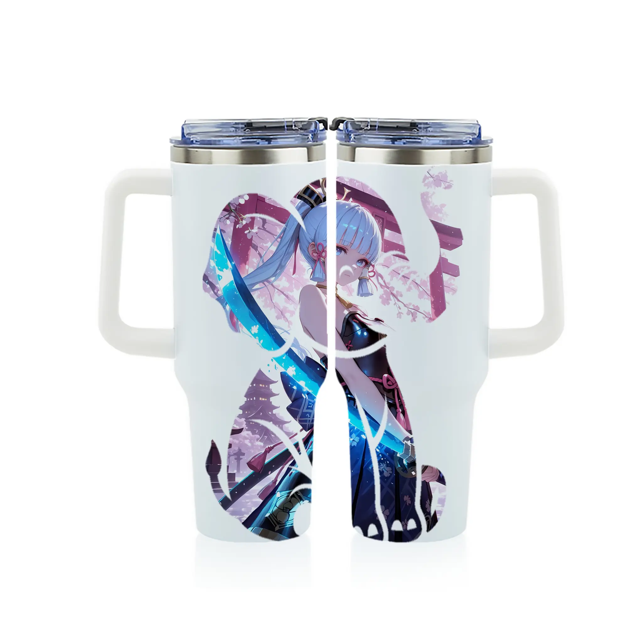 原 神 グッズ 神里綾華 - 1200mL フルプリント車用タンブラー ・ 304ステンレス 内側 ・ 201ステンレス 外側 ・ 保温 保冷 ・ 通勤 ドライブ アウトドア用