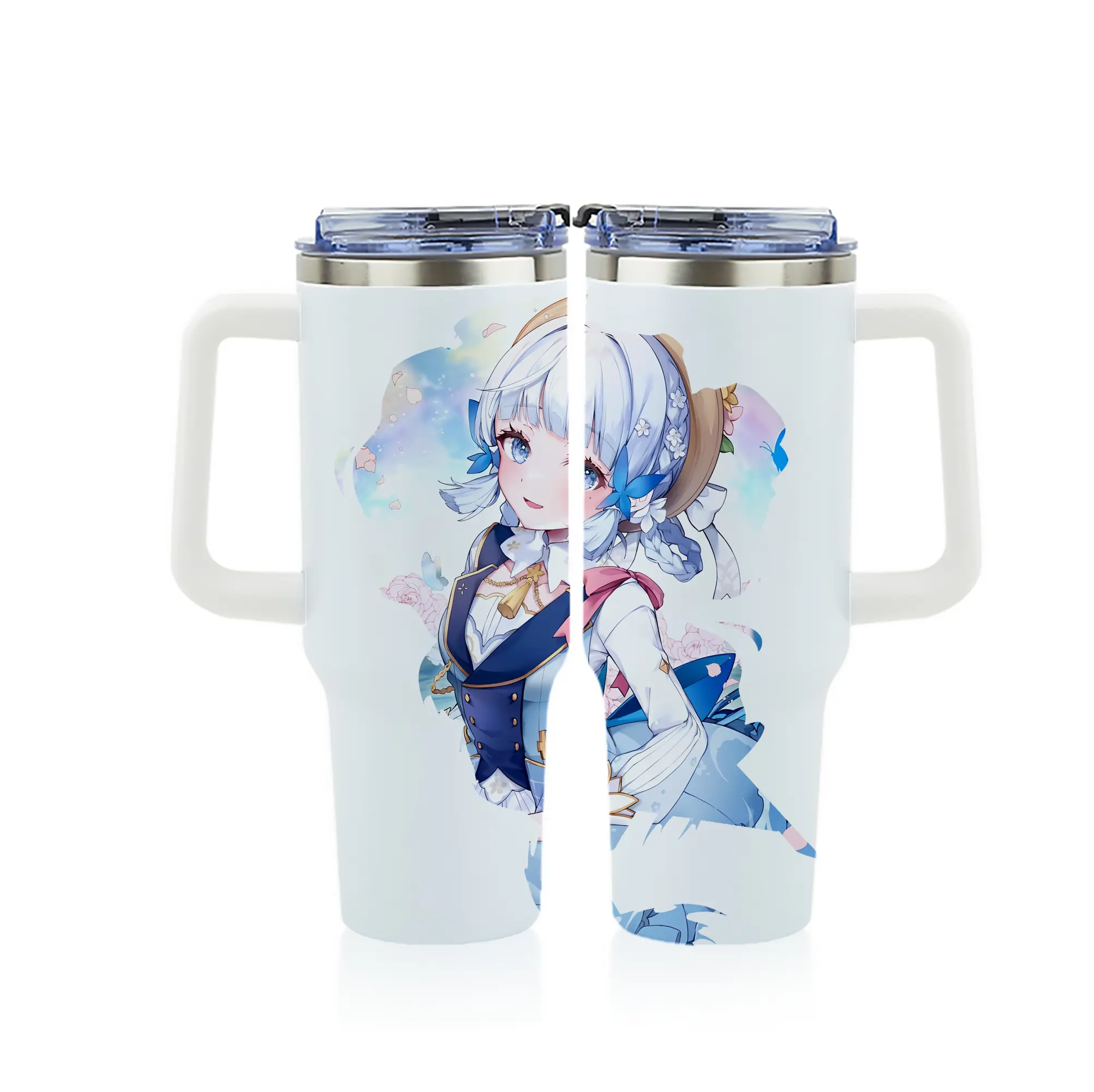 原 神 グッズ 神里綾華 - 1200mL フルプリント車用タンブラー ・ 304ステンレス 内側 ・ 201ステンレス 外側 ・ 保温 保冷 ・ 通勤 ドライブ アウトドア用