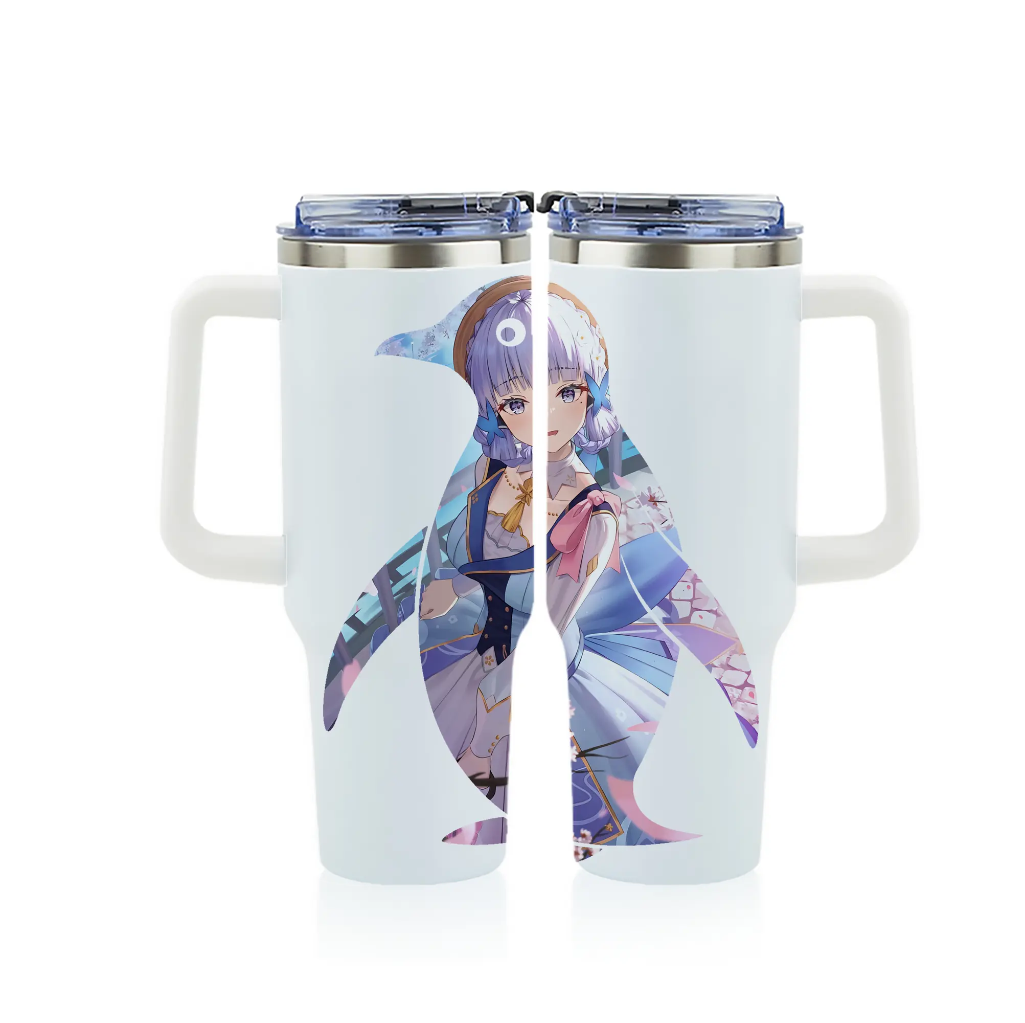 原 神 グッズ 神里綾華 - 1200mL フルプリント車用タンブラー ・ 304ステンレス 内側 ・ 201ステンレス 外側 ・ 保温 保冷 ・ 通勤 ドライブ アウトドア用