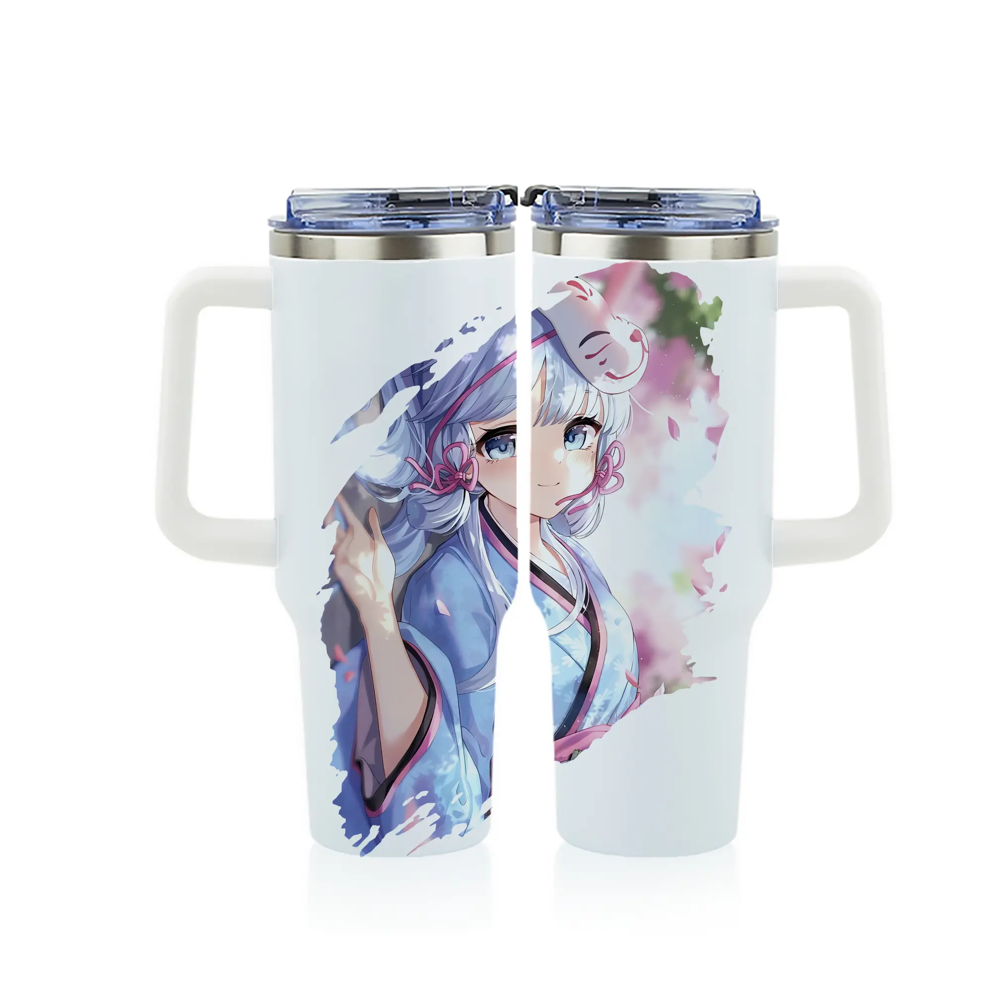 原 神 グッズ 神里綾華 - 1200mL フルプリント車用タンブラー ・ 304ステンレス 内側 ・ 201ステンレス 外側 ・ 保温 保冷 ・ 通勤 ドライブ アウトドア用