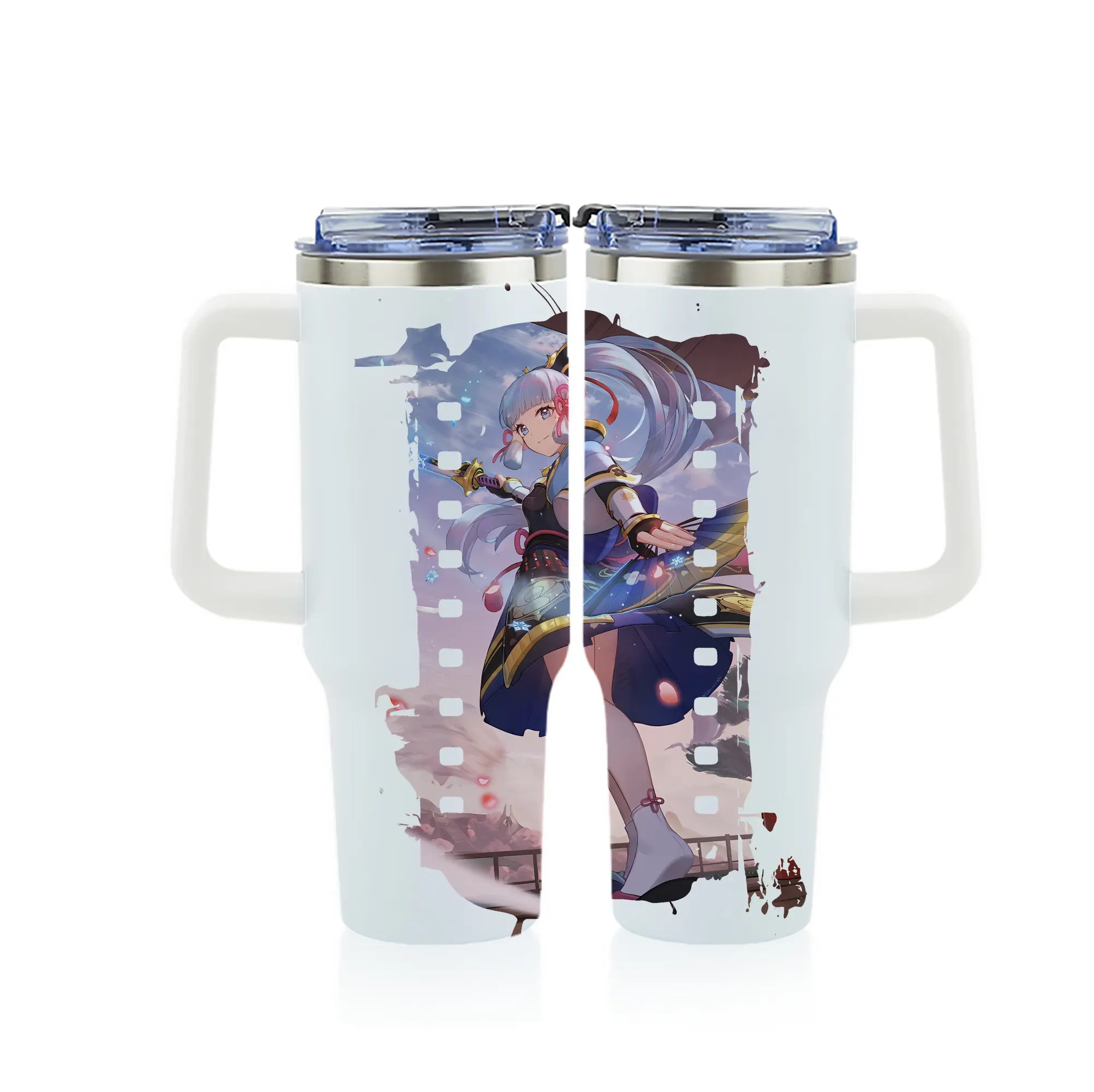 原 神 グッズ 神里綾華 - 1200mL フルプリント車用タンブラー ・ 304ステンレス 内側 ・ 201ステンレス 外側 ・ 保温 保冷 ・ 通勤 ドライブ アウトドア用