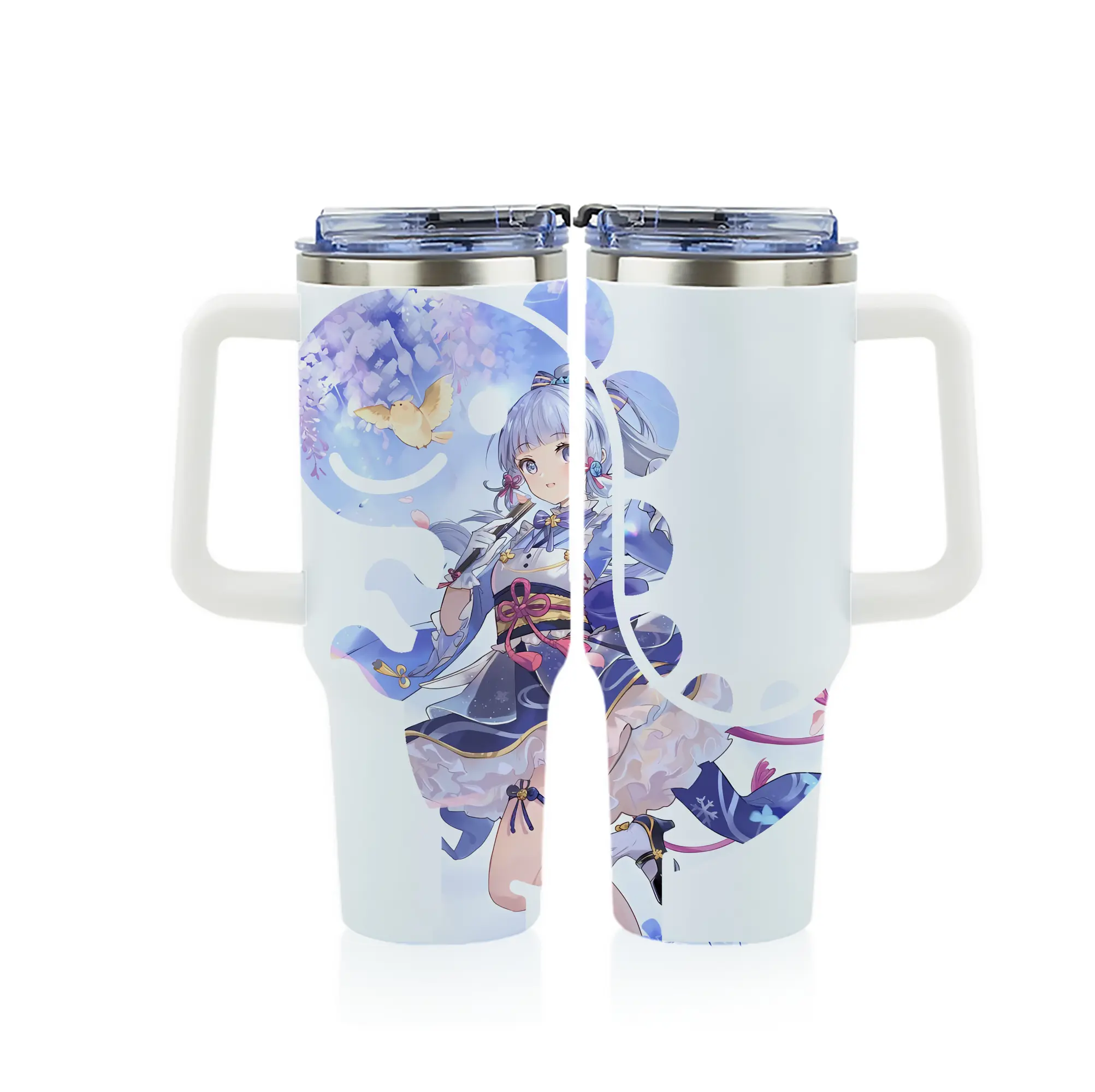 原 神 グッズ 神里綾華 - 1200mL フルプリント車用タンブラー ・ 304ステンレス 内側 ・ 201ステンレス 外側 ・ 保温 保冷 ・ 通勤 ドライブ アウトドア用