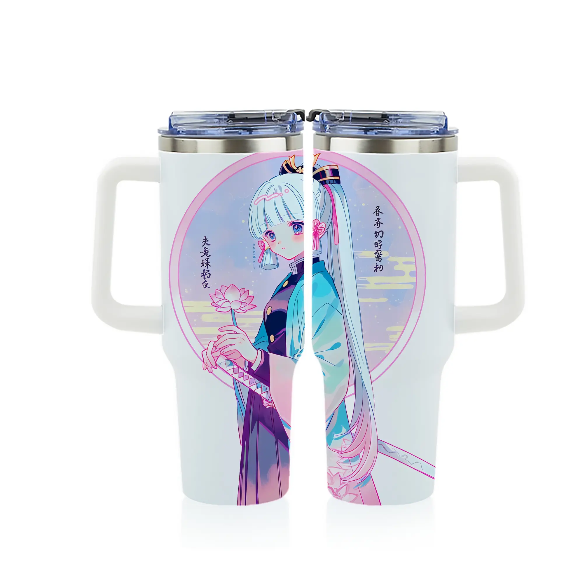 原 神 グッズ 神里綾華 - 1200mL フルプリント車用タンブラー ・ 304ステンレス 内側 ・ 201ステンレス 外側 ・ 保温 保冷 ・ 通勤 ドライブ アウトドア用