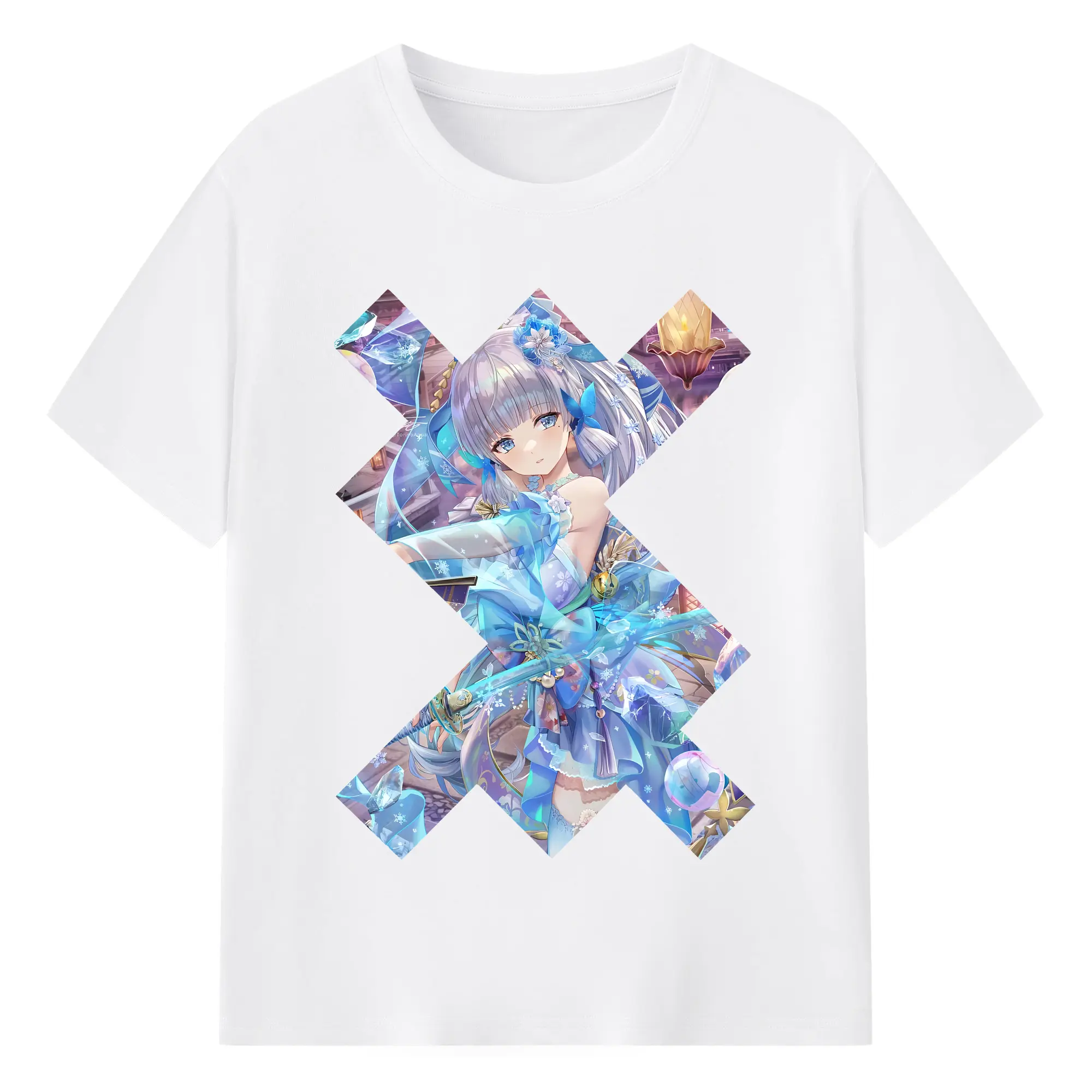 原 神 グッズ 神里綾華 - 綿100％ 半袖Tシャツ ・ フロントプリント ・ 快適 通気性 ・ 日常使い 散歩 スポーツ用